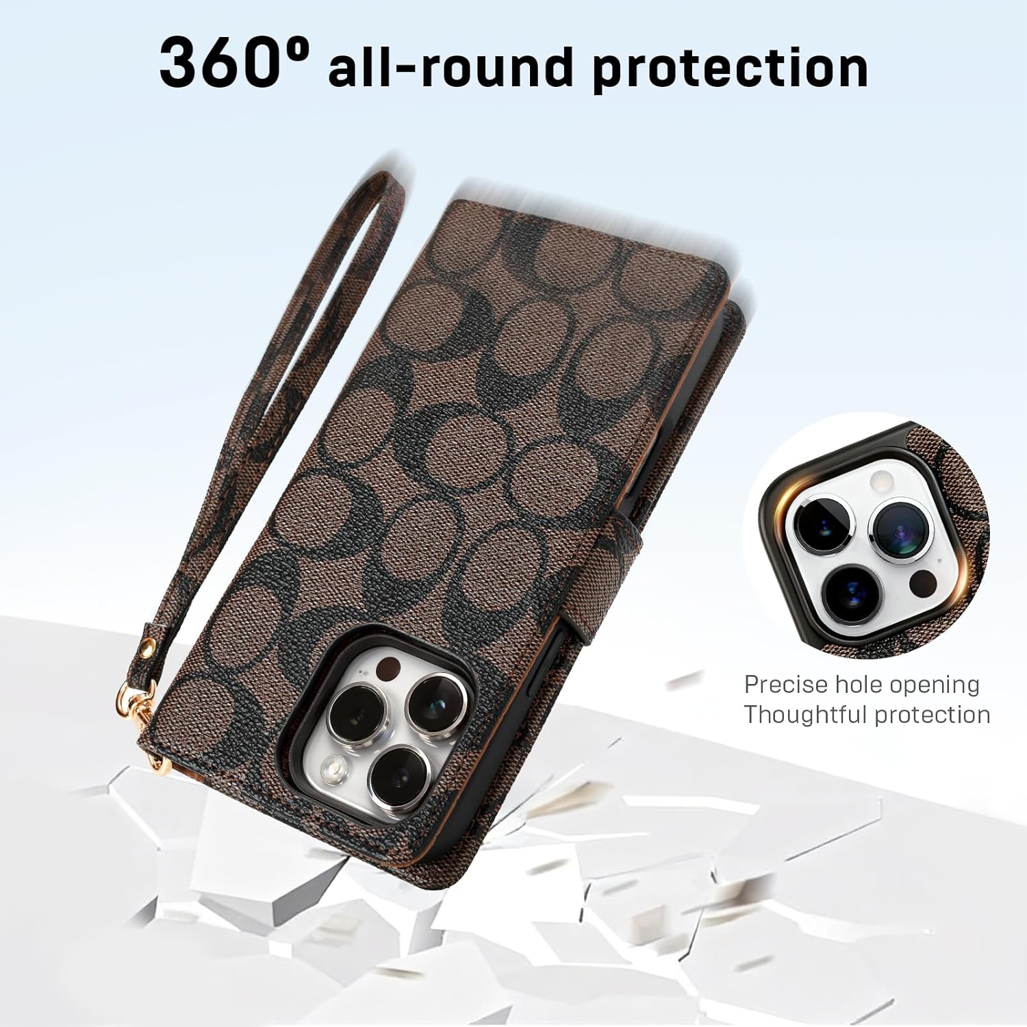 Wallet Case for iPhone 15 Pro Max with Strong Magnet, Detachable Kickstand Cover, Luxury PU Leather Design,​Compatible Phone Cover 6.7 Inch, Brown - Image 4