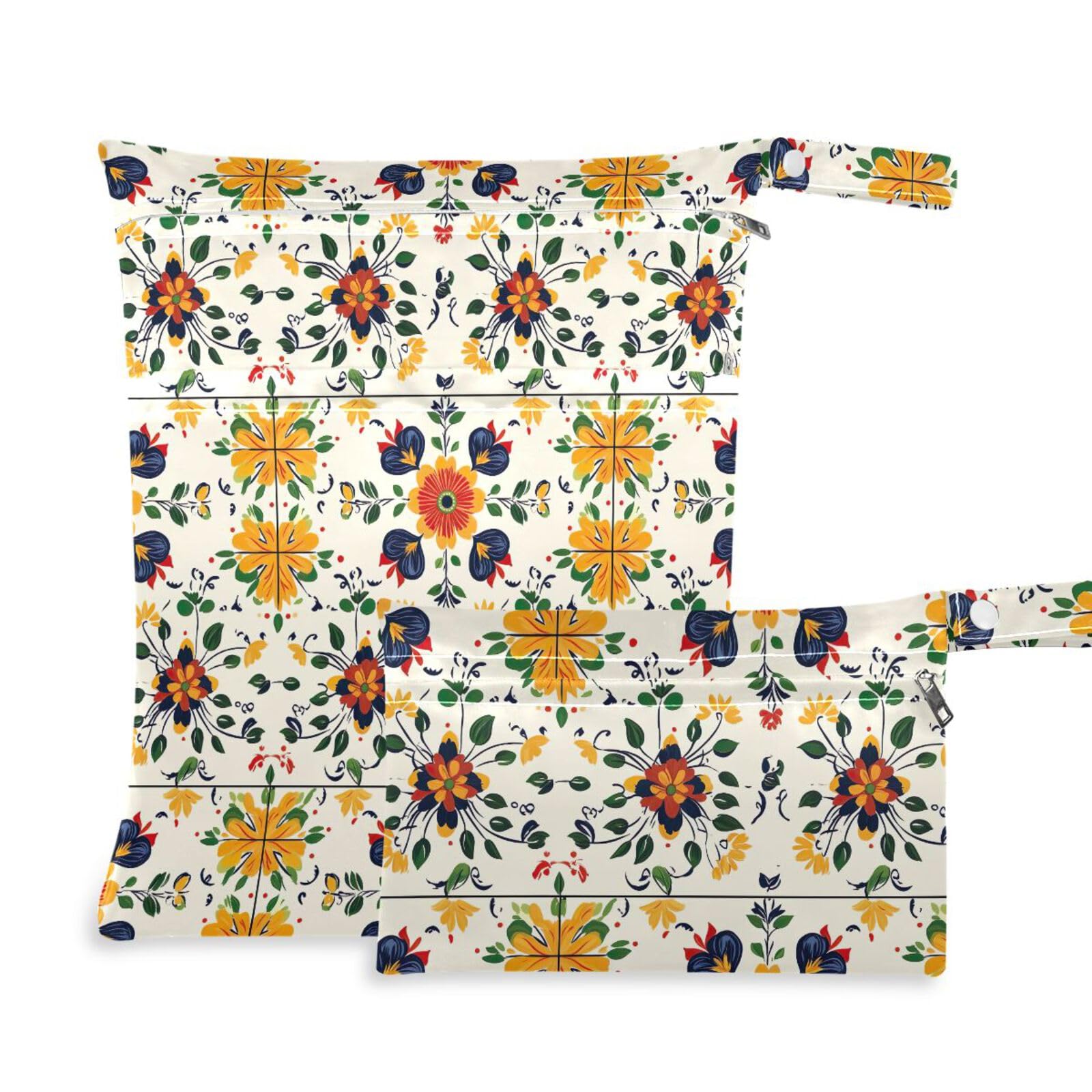 Coikll Wet Dry Bags for Cloth Diaper 2 Pack Waterproof Yoga Gym Bag for Swimsuit Wet Clothes Baby Items-?Retro Pattern?