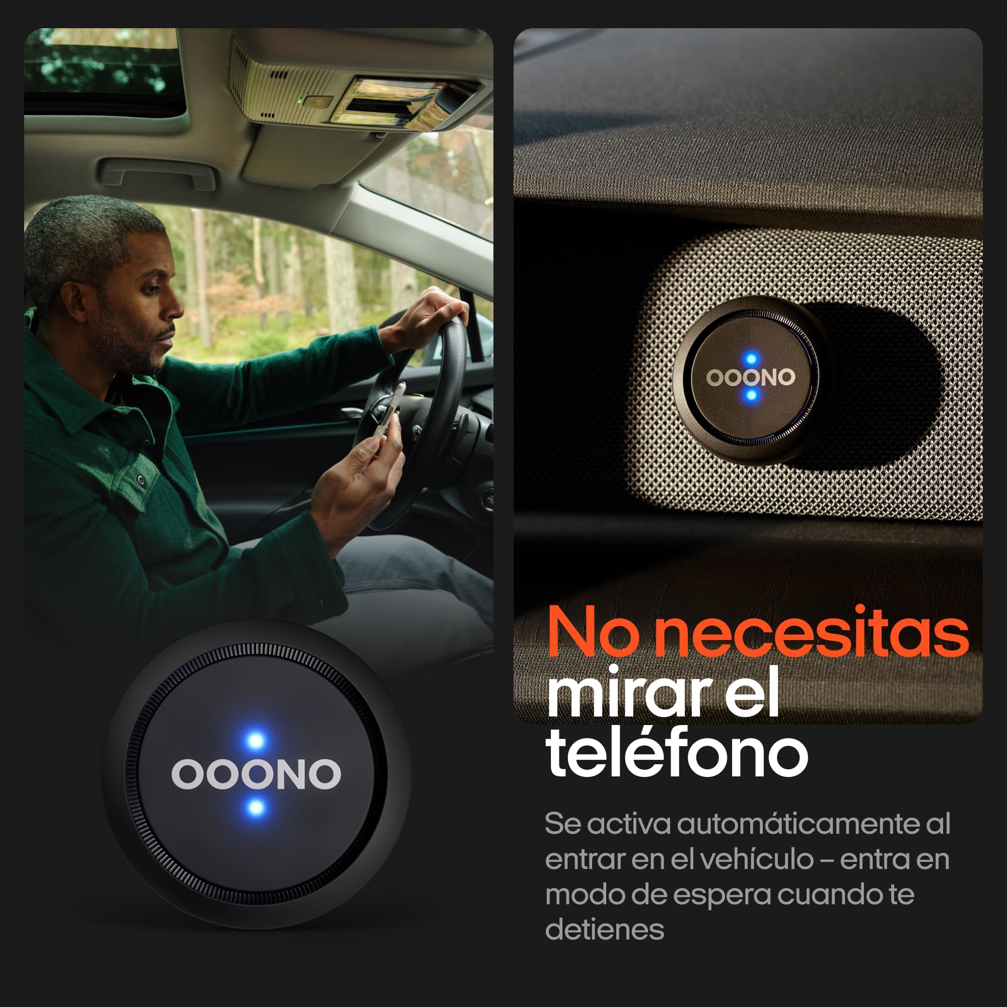 OOONO Co-Driver 1 – Alertas de Peligro en Tiempo Real, Sin Suscripción, Batería Litio 3V, Compatible con Apple CarPlay y Android Auto