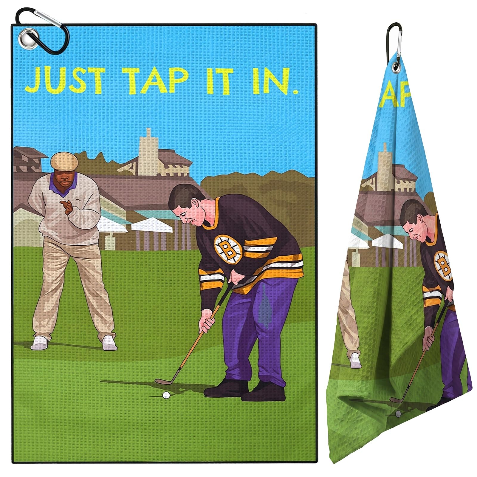 TUKRKRS Funny Slogan Print Microfiber Golf Towel with Aluminum Carabiner Hook - 15.7"x23.6" Large Size for Men Women Golfers - Quick Dry Absorbent for Cleaning Clubs Balls Hands and Bag