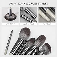 Vista 5 de DUcare Juego de brochas de maquillaje profesional, 10 piezas, sintéticos, colorete de base, contorno de cara, cepillo en polvo, sombra de ojos