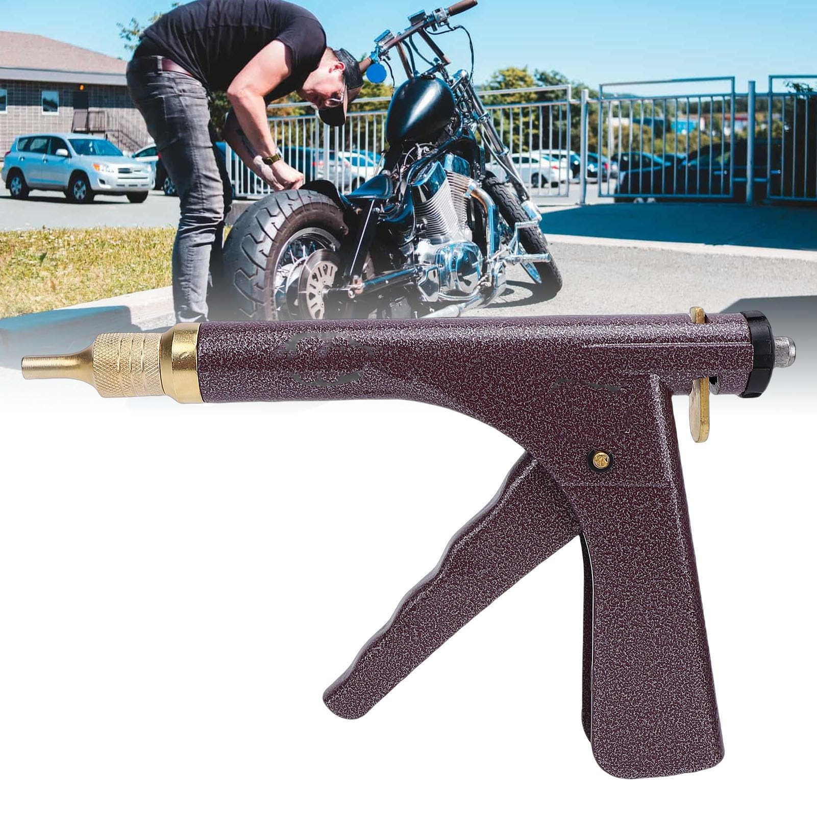 Yctze Kit di Riparazione Foratura Pneumatici Tubeless, Kit Tappo a Fungo dalle Prestazioni Stabili Eccellente Tenuta dei Pneumatici con Impugnatura a Grilletto, per Moto, Auto