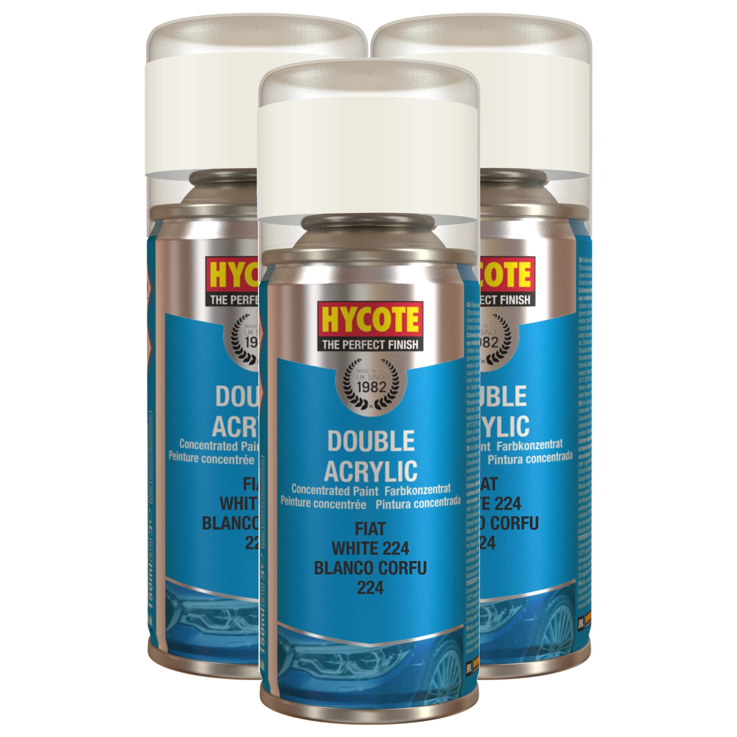 Hycote Colour Spray Paint XDFT601 Fiat White 224 150ml x3