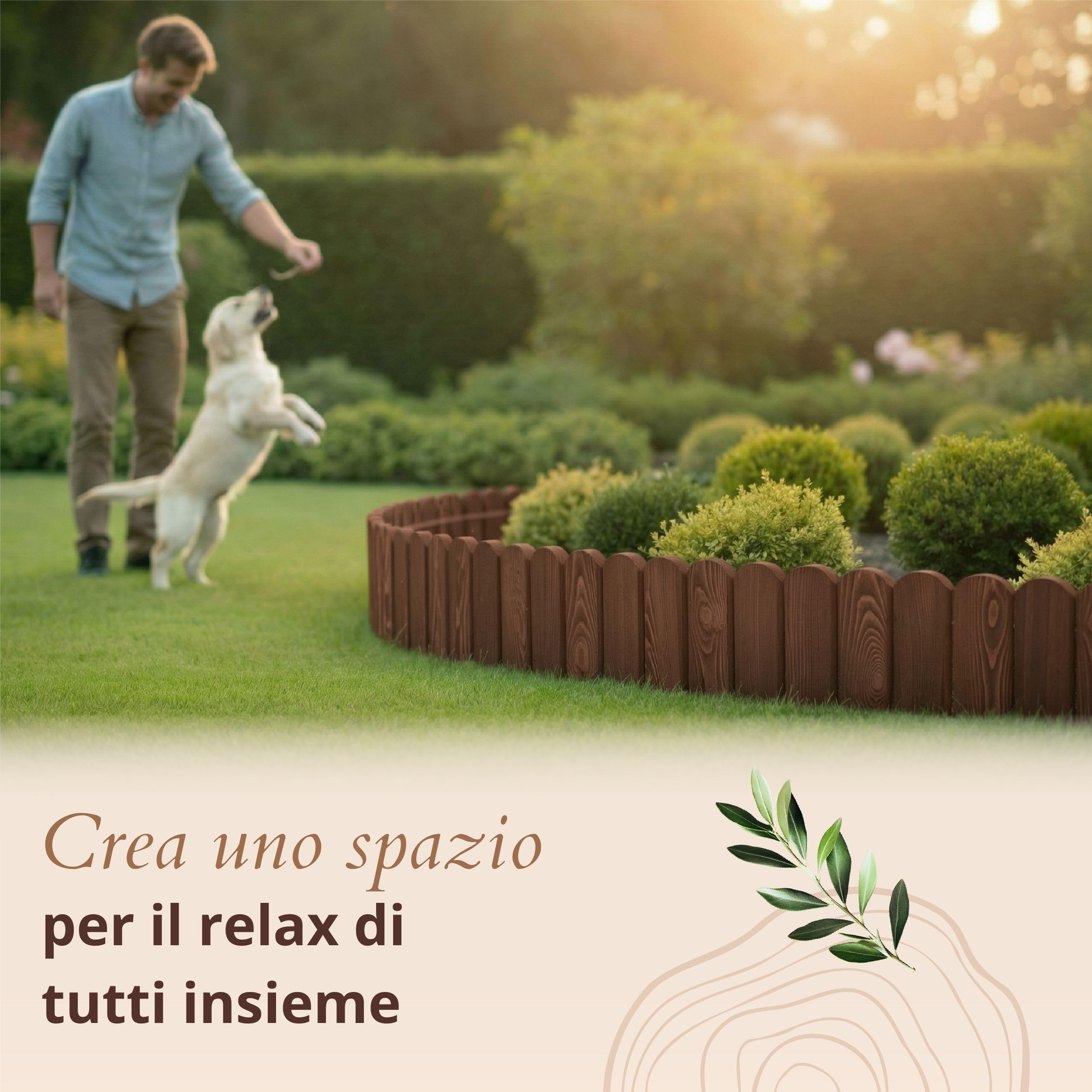 Floranica Bordura per Giardino in legno 20 x 200 cm Marrone Bordi Aiuole Bordo Giardino Flessibile Rollborder Recinzione prato