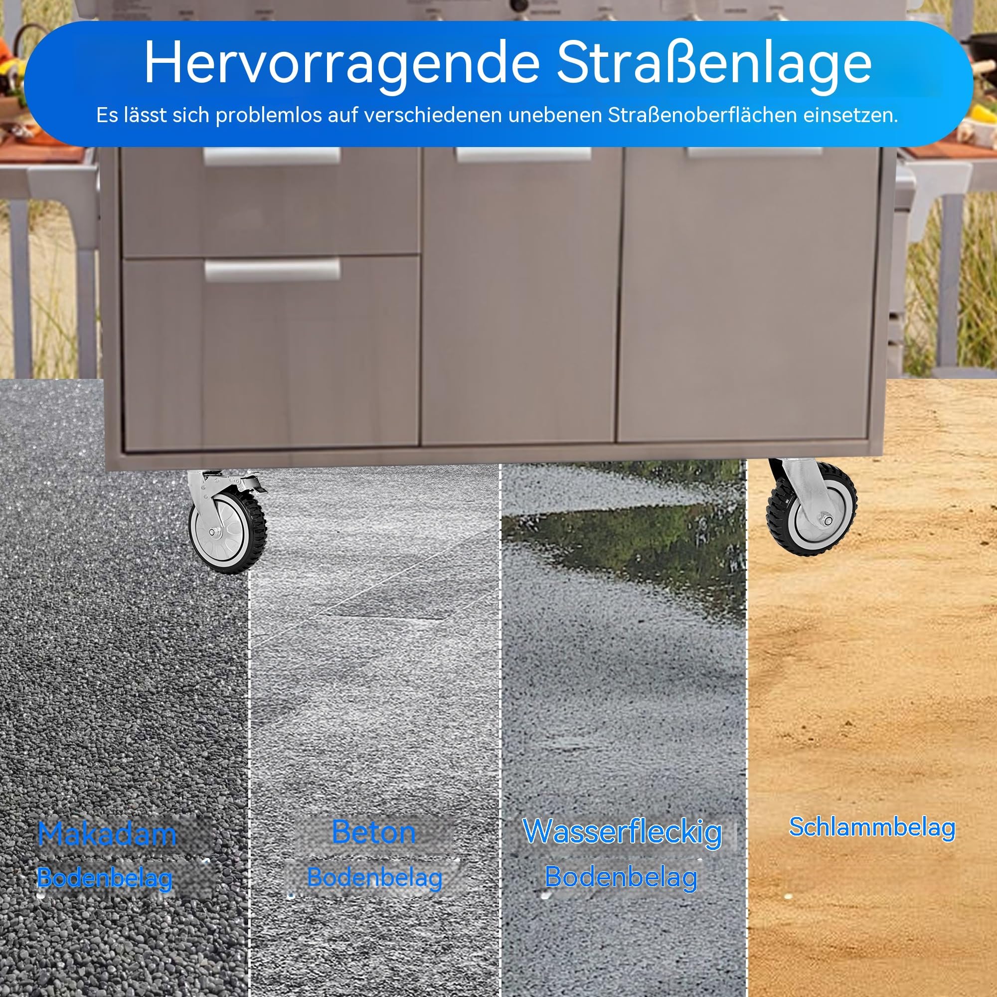 Quikraen 150mm Möbelrollen mit bremse - 4er Set (2 mit Bremsen und 2 ohne) | Schwerlastrollen Tragfähigkeit 900 kg, Rollen Für Wagen Möbel Werkbänke Paletten