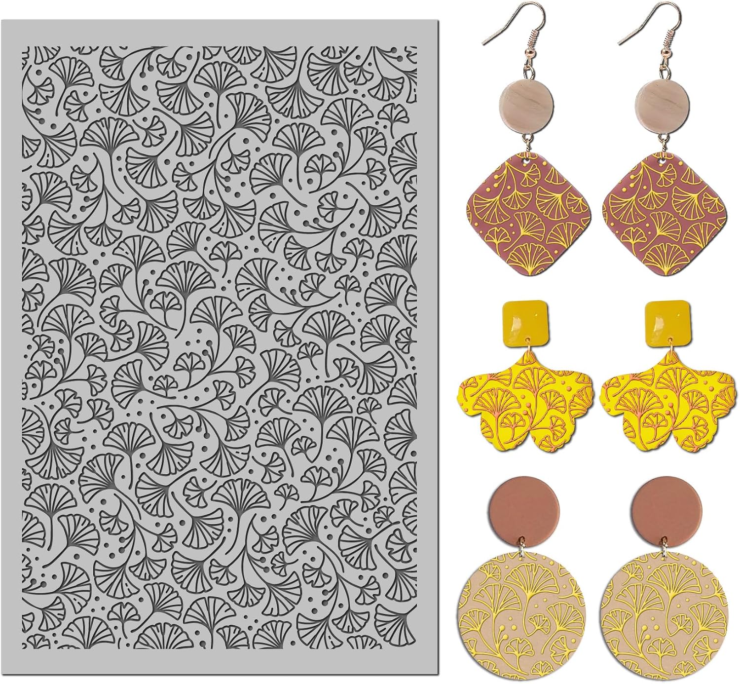 Polymer Clay Sunflower Texture Sheets for Earring Jewelry Making, Clay Floral Texture Mat for Polymer Clay Projects, Stamps and Earrings Tools