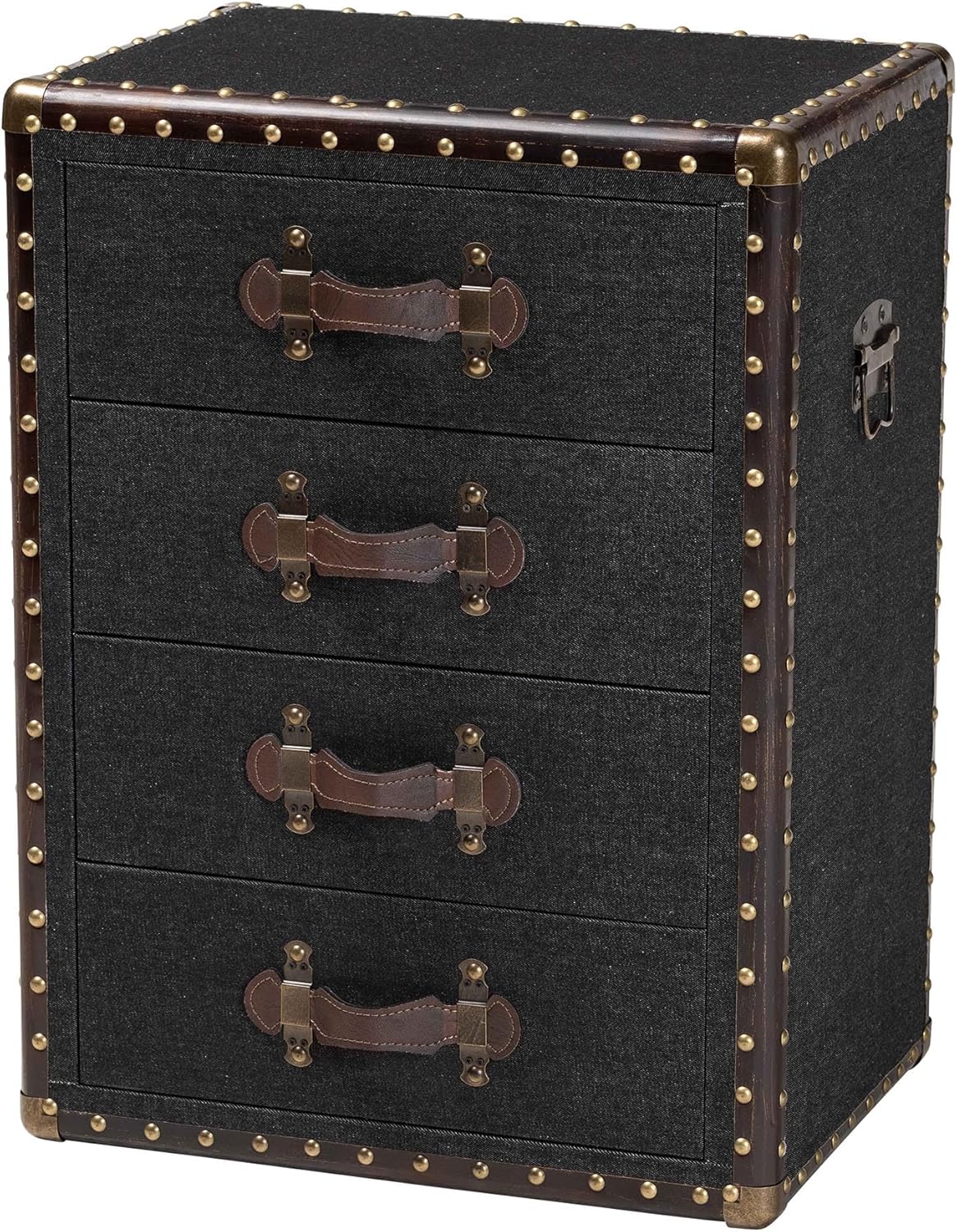 Baxton Studio Jaelyn Vintage Black Canvas 4-Drawer End Table