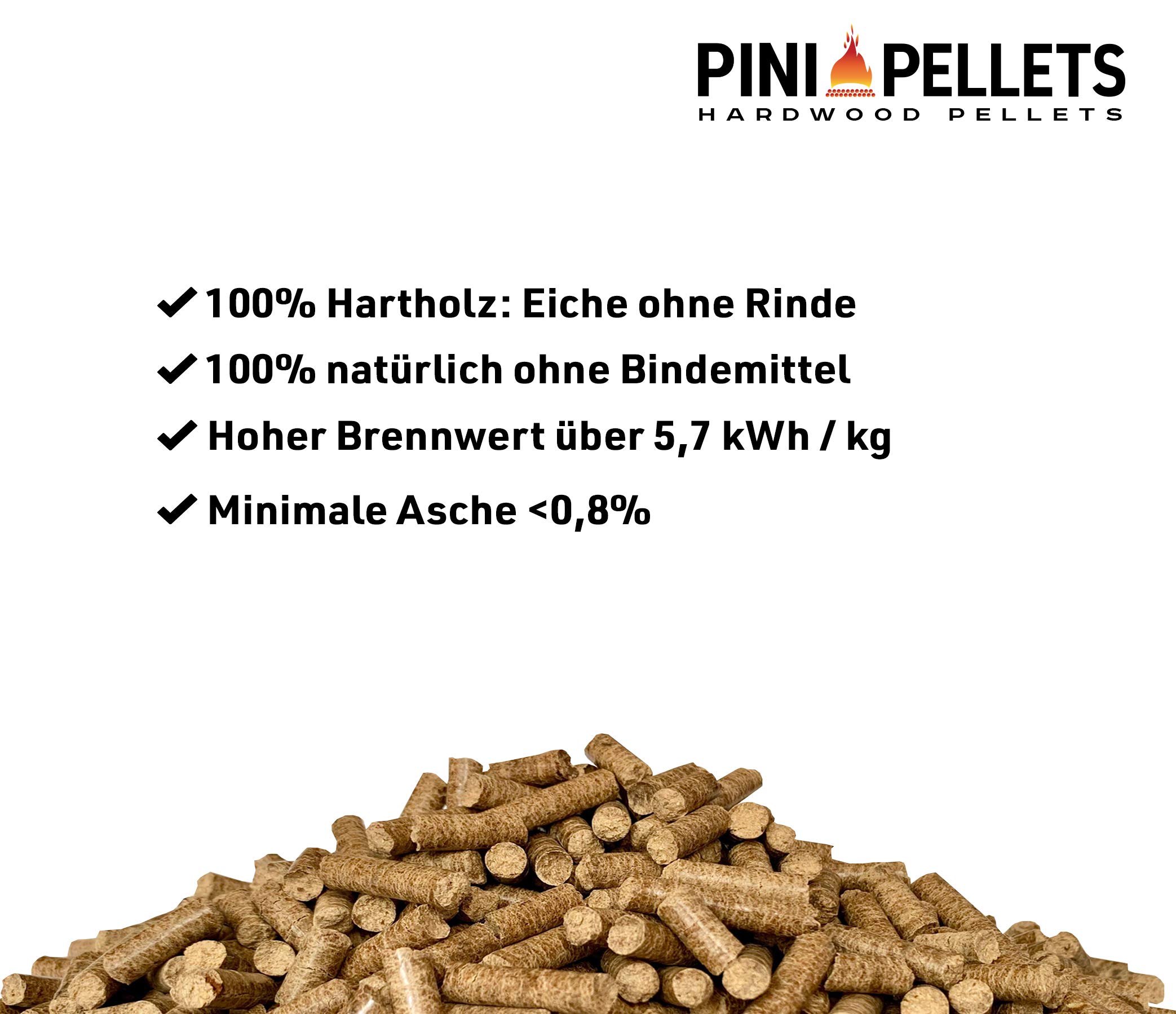 Hartholz Pellets 6 mm PINI 30Kg zum Heizen Grillen Räuchern Smoken