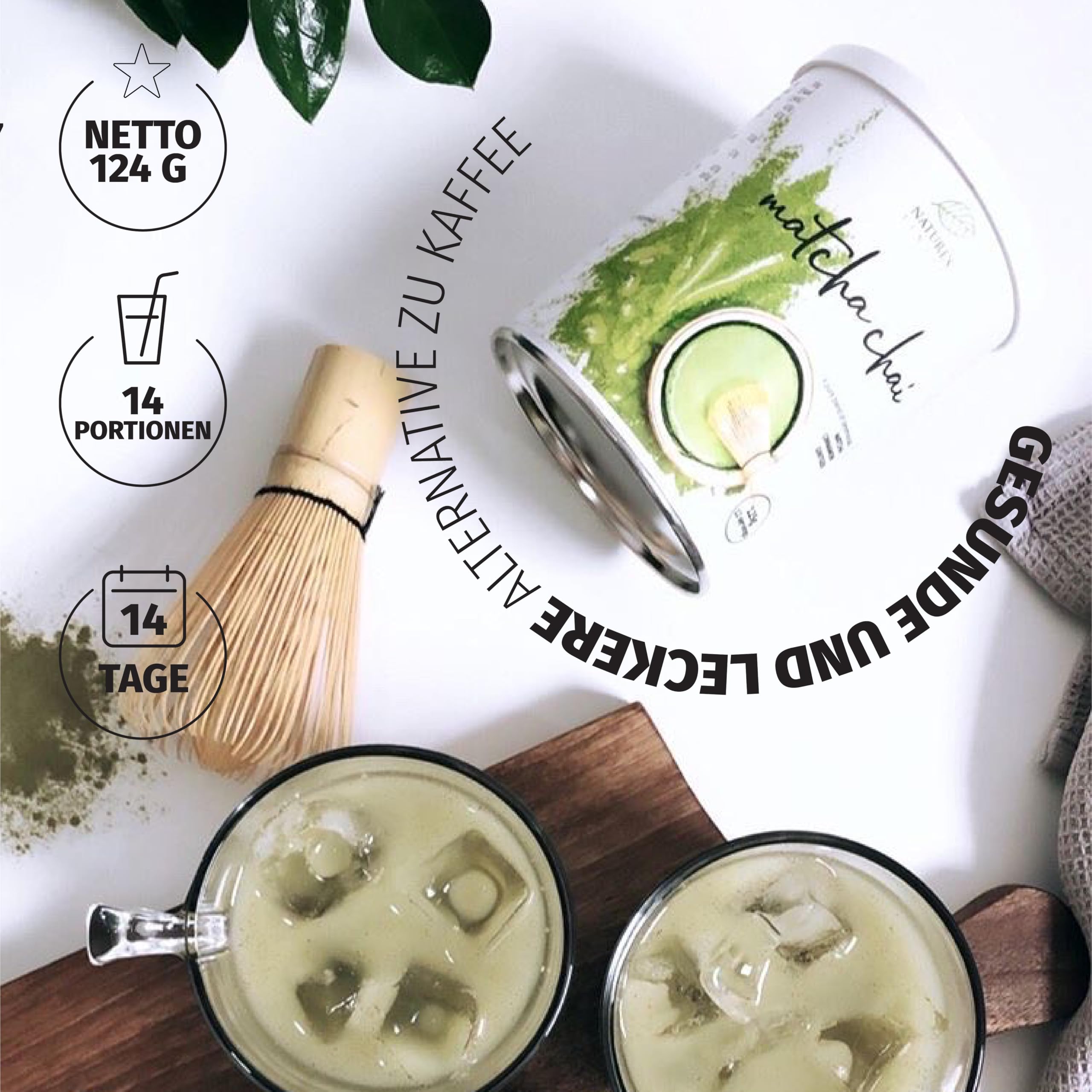 Nature's Finest Bio Matcha Chai Latte, Getränkepulver 375 g (3er Pack) | Matcha-Grüntee (20 %) mit Zimt, Ingwer & Kokosblütenzucker auf Reisdrink-Basis - bio, vegan, cremig aufgeschäumt