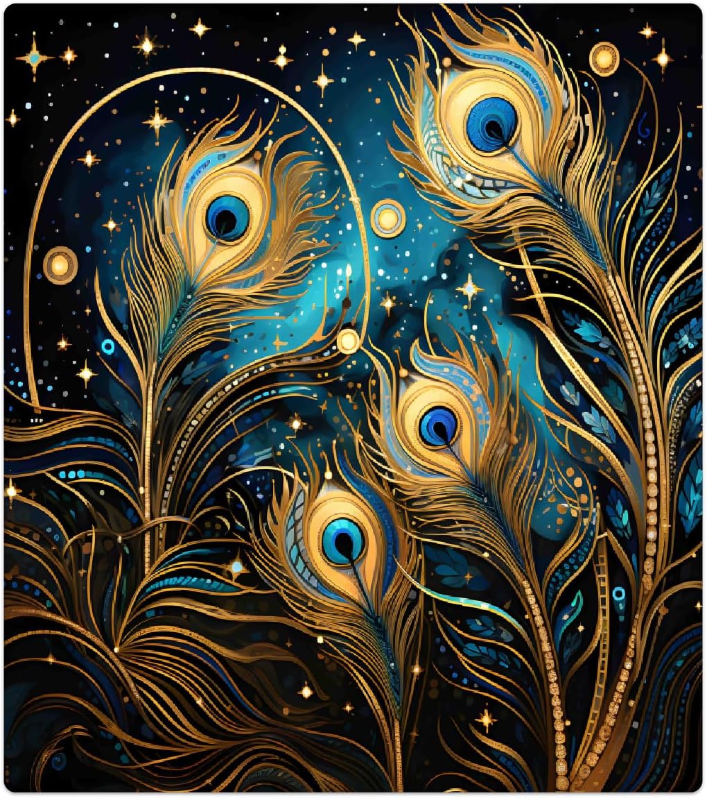 Peacock Feathers Dishwasher Magnet Cover Decorative Refrigerator Covers Magnetic Reusable Dishwasher Door Cover Kitchen Appliance Sticker Cover 21x26Inch