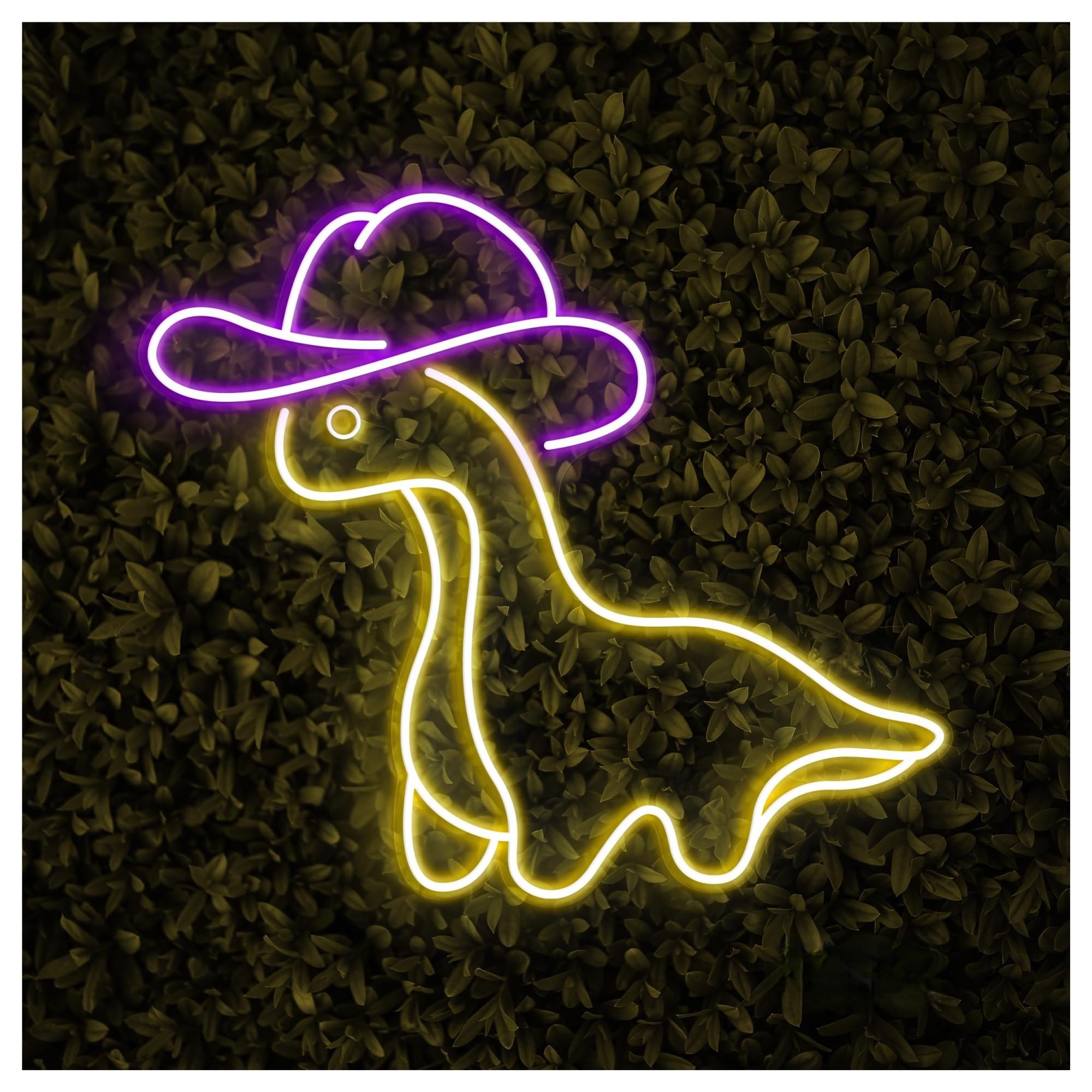 RONGCH Hanging Art Signs Cowboy Hat Dinosaur Neon Sign, Suitable for Store Decor with Brightness Adjustable 46cm