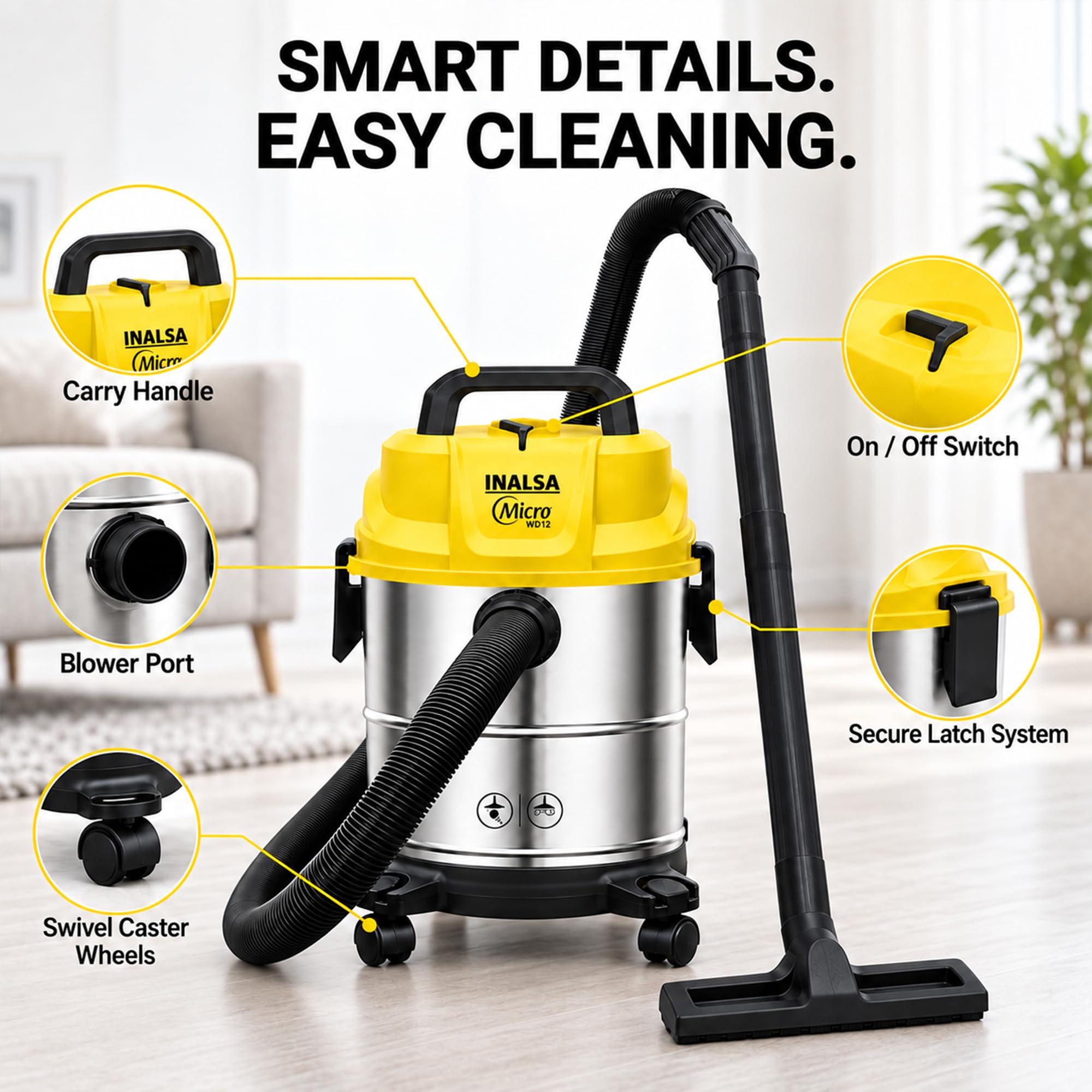 Inalsa Wet & Dry Vacuum - Powerful Cleaning! -8