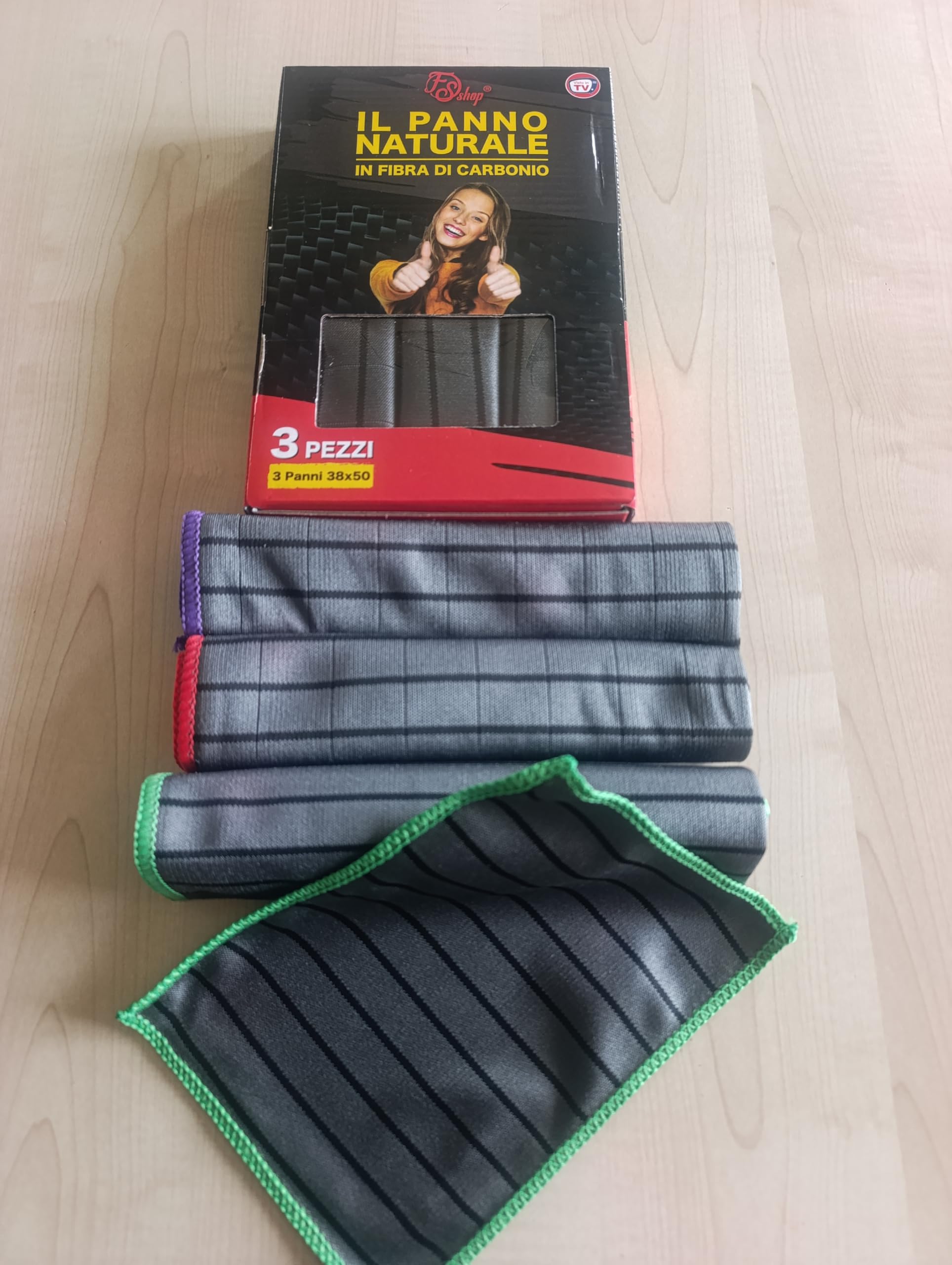Set 4 Panni In Microfibra Per Auto Con Carbonio - 50x40cm, Senza Pelucchi, Assorbenti, Per Vetri E Carrozzeria