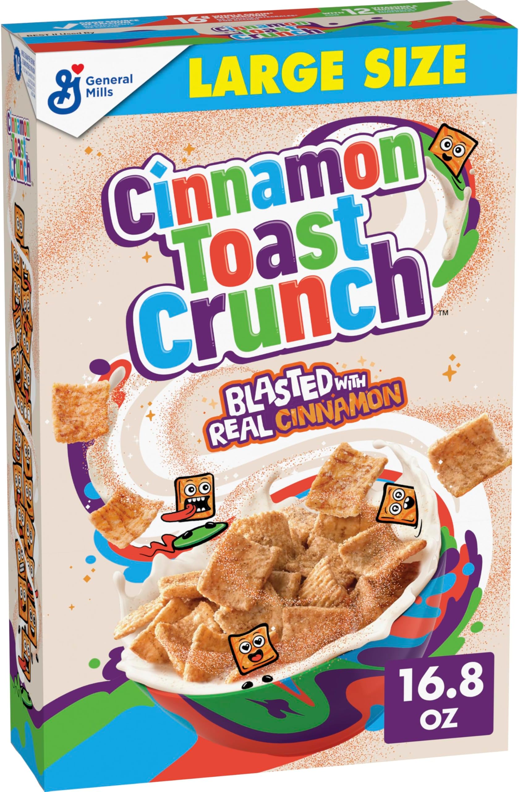 Breakfast Cereal, Crispy Cinnamon Cereal, Large Size, 16.8 oz