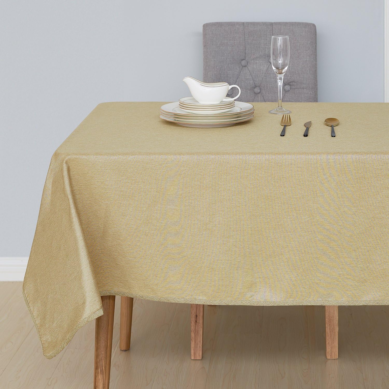 Deconovo Decorative Solid Oblong Oxford Tablecloth Water