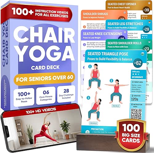 [100+ BIG CARDS] Chair Yoga for Seniors Over 60 -