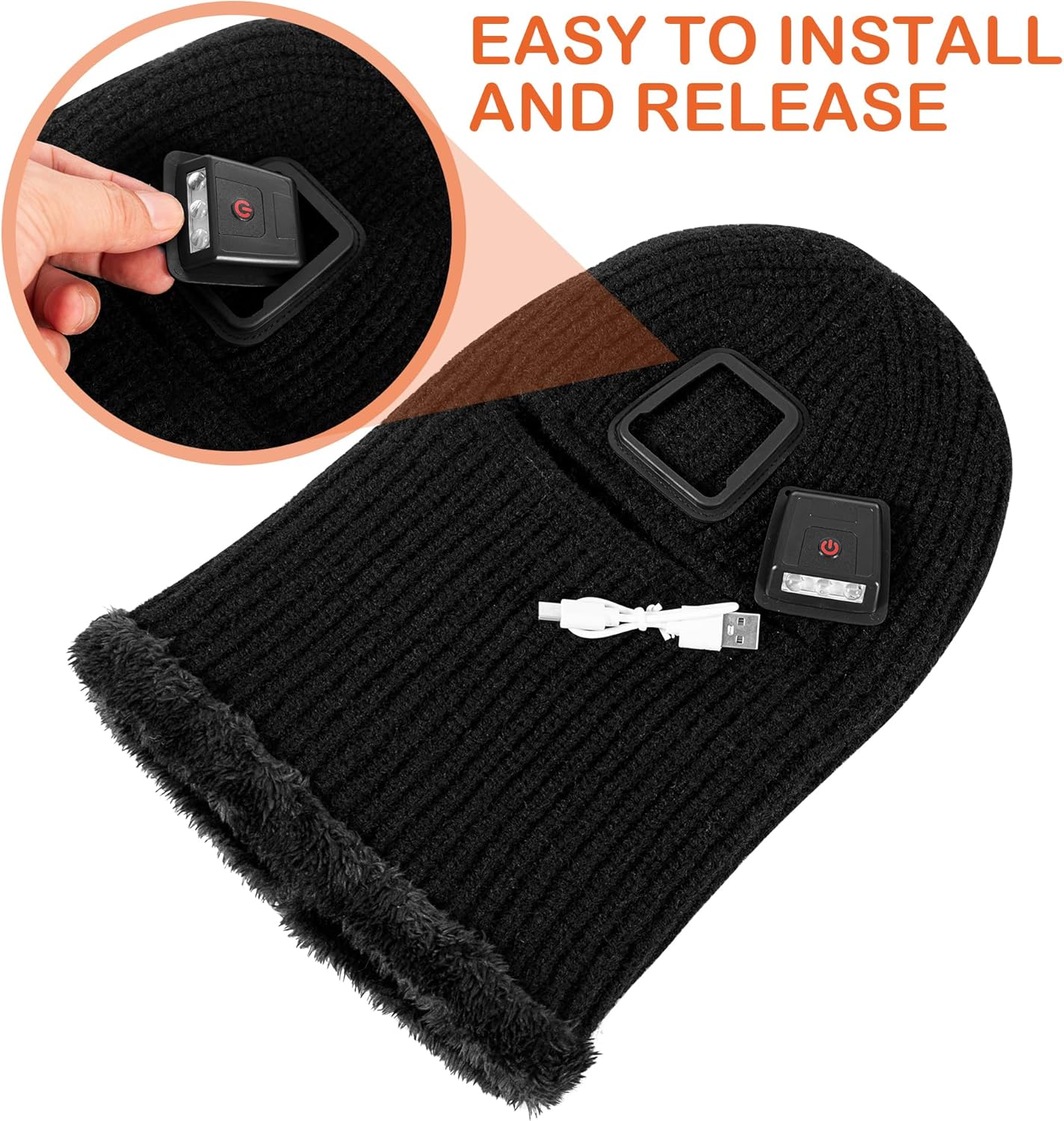 Kids Balaclava Knitted Warmer Windproof Hat Full Ski Face Mask Winter Warm Skull Cap with Light Boys Girls - Image 5