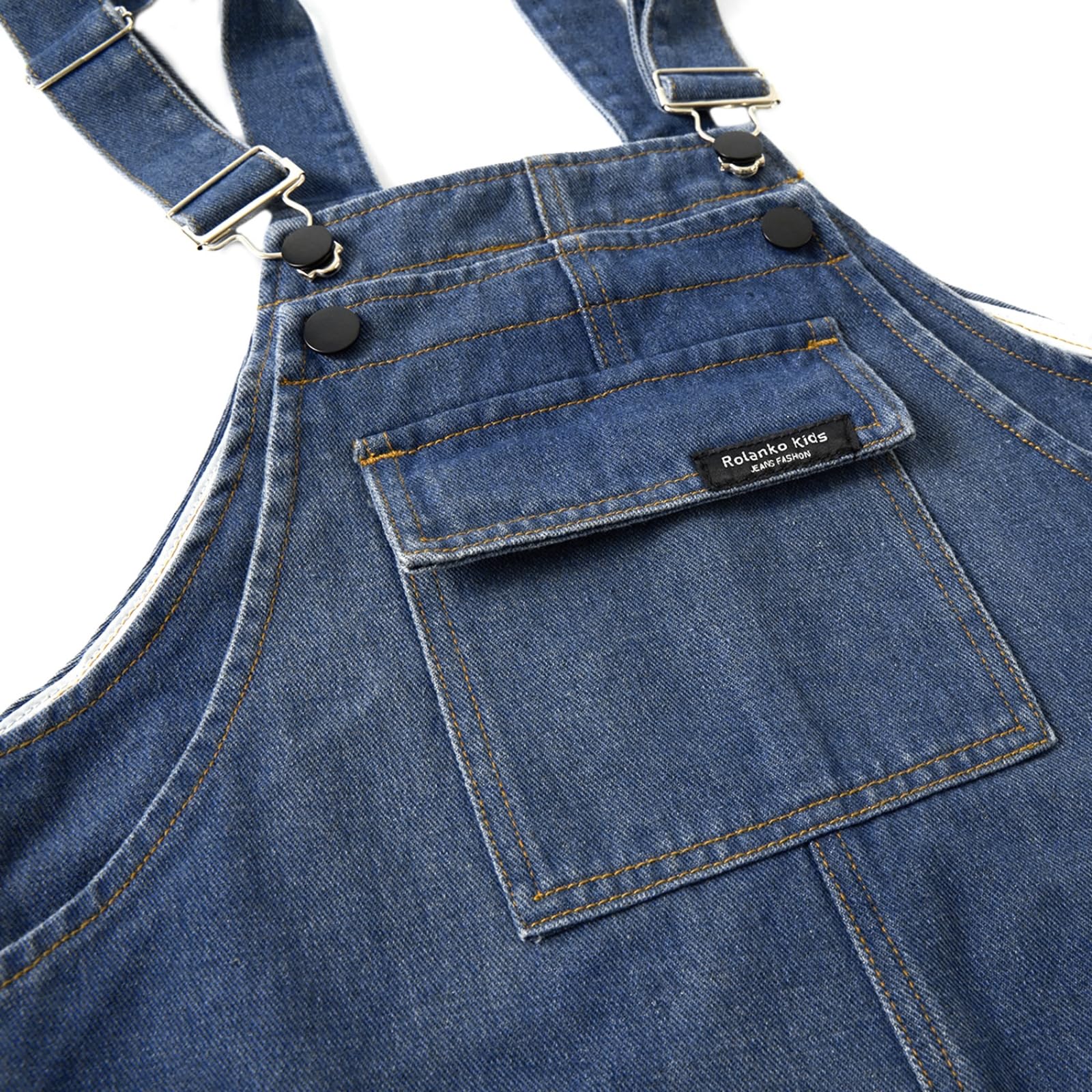 Rolanko Salopette en Jean pour Fille, Combinaison Salopette en Jean avec Sangle Réglable pour Enfants