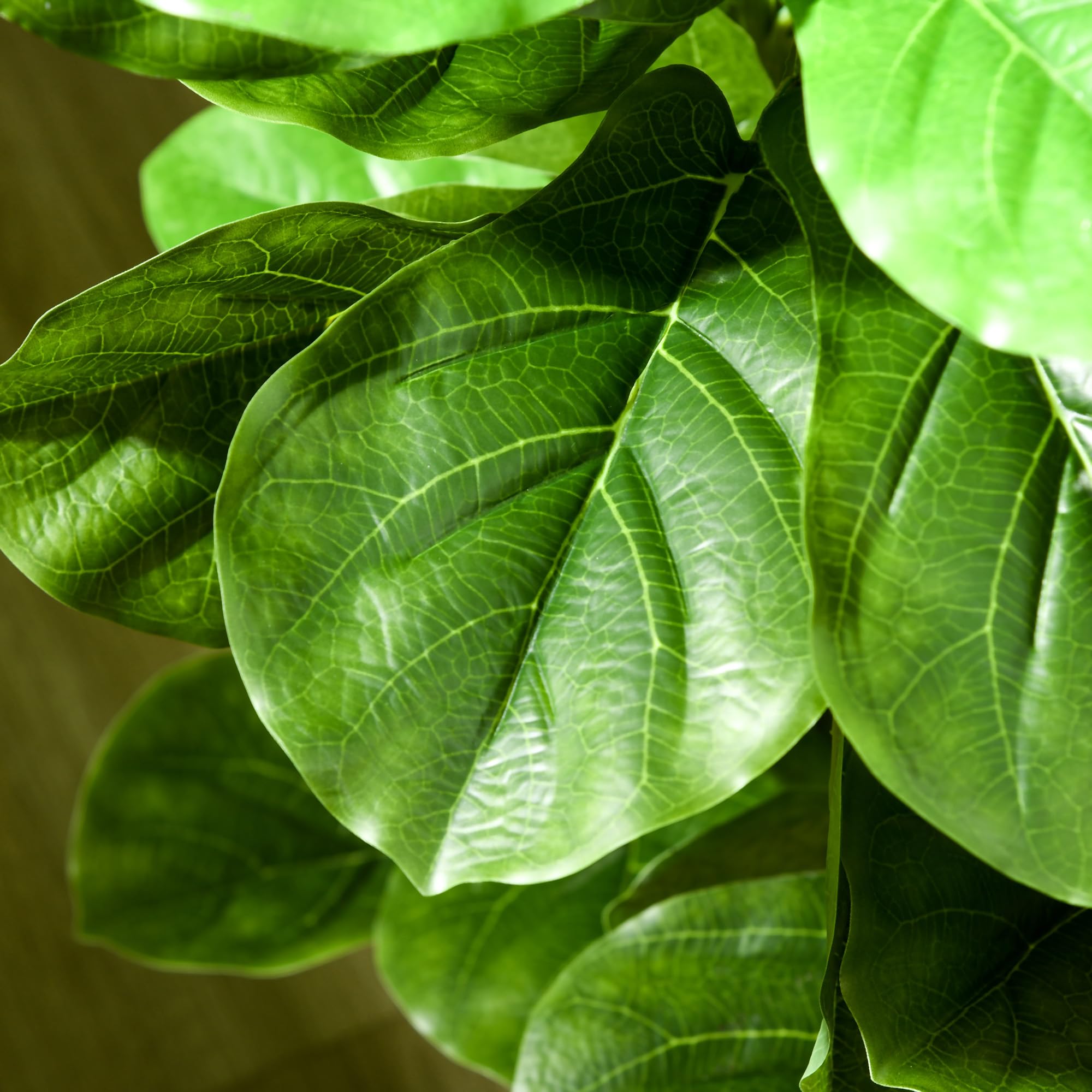 HOMCOM Planta Artificial Decorativa 110x15 cm Árbol Artificial de Ficus con 90 Hojas y Maceta para Interior Decoración para Sala de Estar Oficina Verde