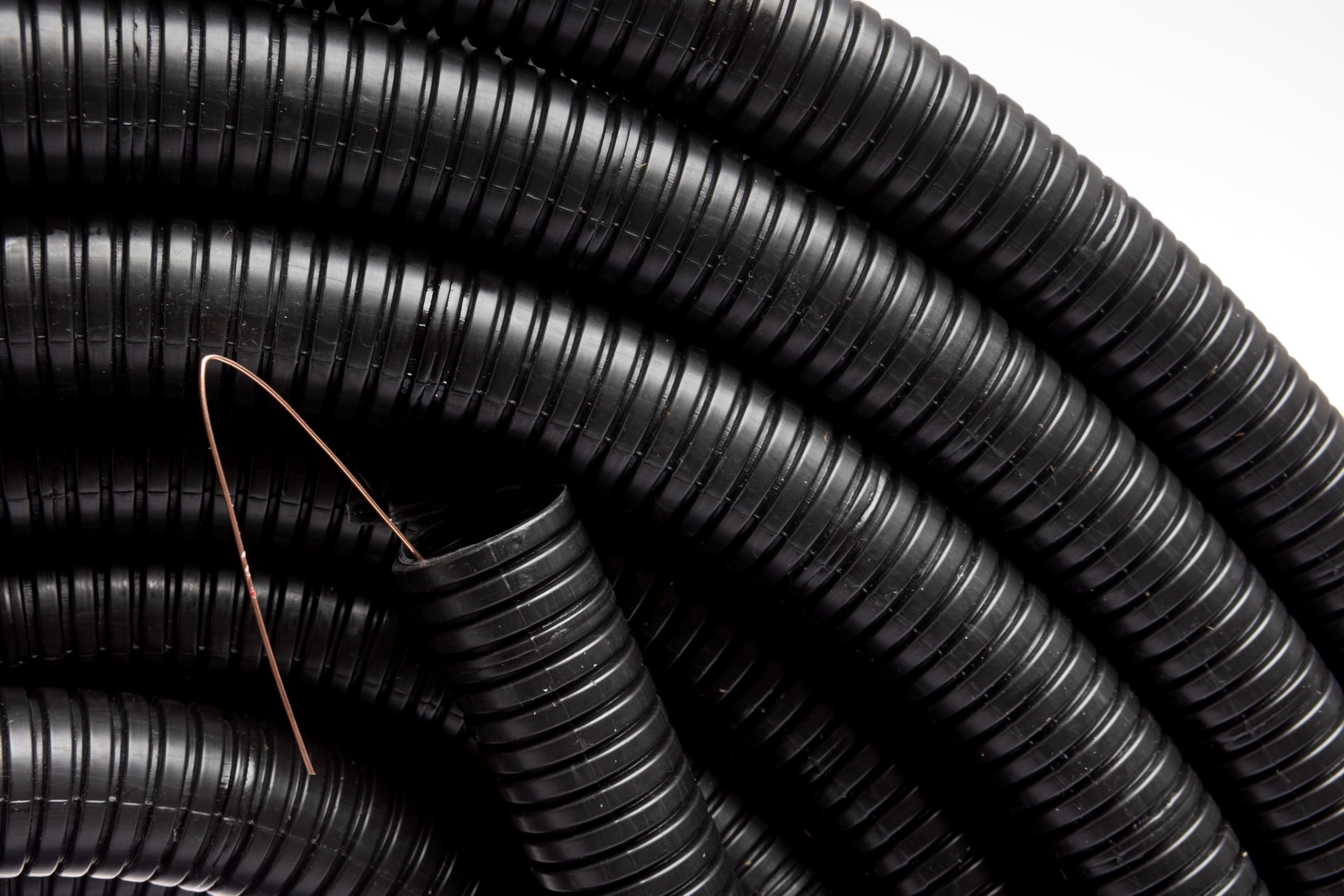 Flexibles Wellrohr mit Führungsdraht, Härtedruck 750N, Ungeschlitzt, UV-Beständig, Durchmesser 19mm, Länge 25 m