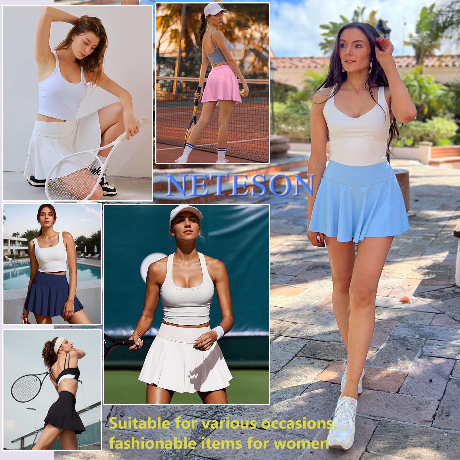 Faldas de Tenis para Mujer Falda Deportiva Plisada 2 en 1 Mini Faldas Pantalón Skorts de Golf con Pantalones Cortos Bolsillo para Correr Yoga Fitness Ciclismo Ejercicio Casual