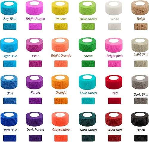 Miniatura 10 de BQTQ 96 rollos de cinta autoadhesiva de 2 pulgadas, color negro, autoadhesiva, vendaje atlético, vendajes elásticos para esguinces de hinchazón de