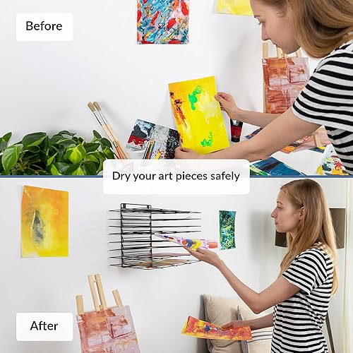 Miniatura 8 de ODOXIA Escurridor de arte colgante para el aula  Pequeño estante de secado de pintura colgante  8 estantes extraíbles  Estante de lienzo para