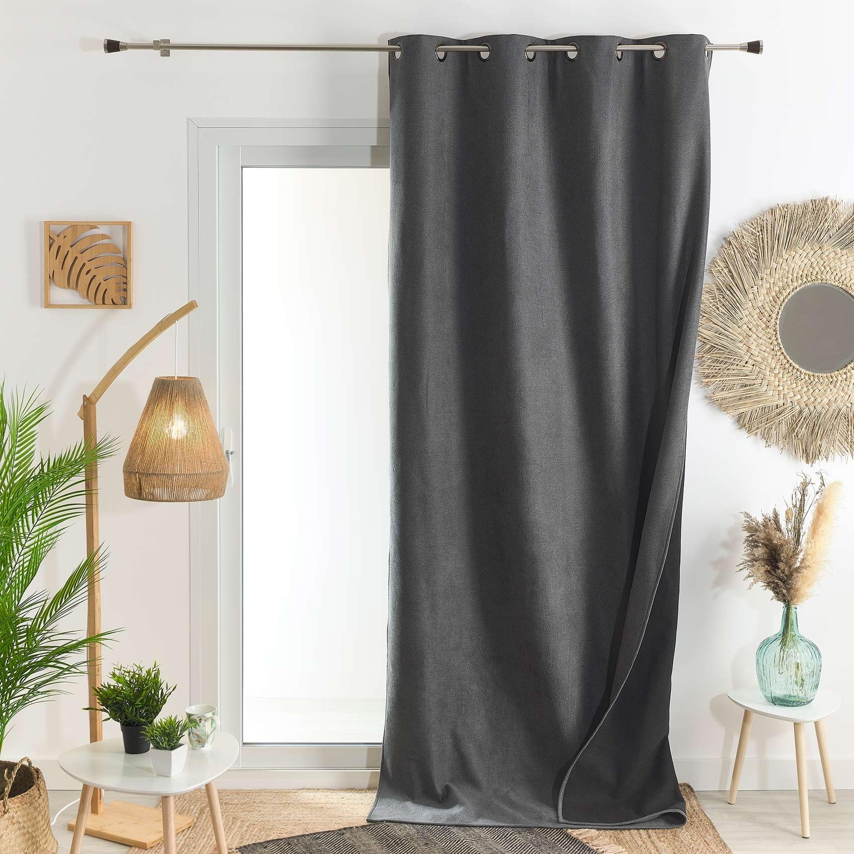 HomeMaison.com Thermal Curtain - Blackout Curtain - Grey Anthracite - Curtain 140 x 180 cm