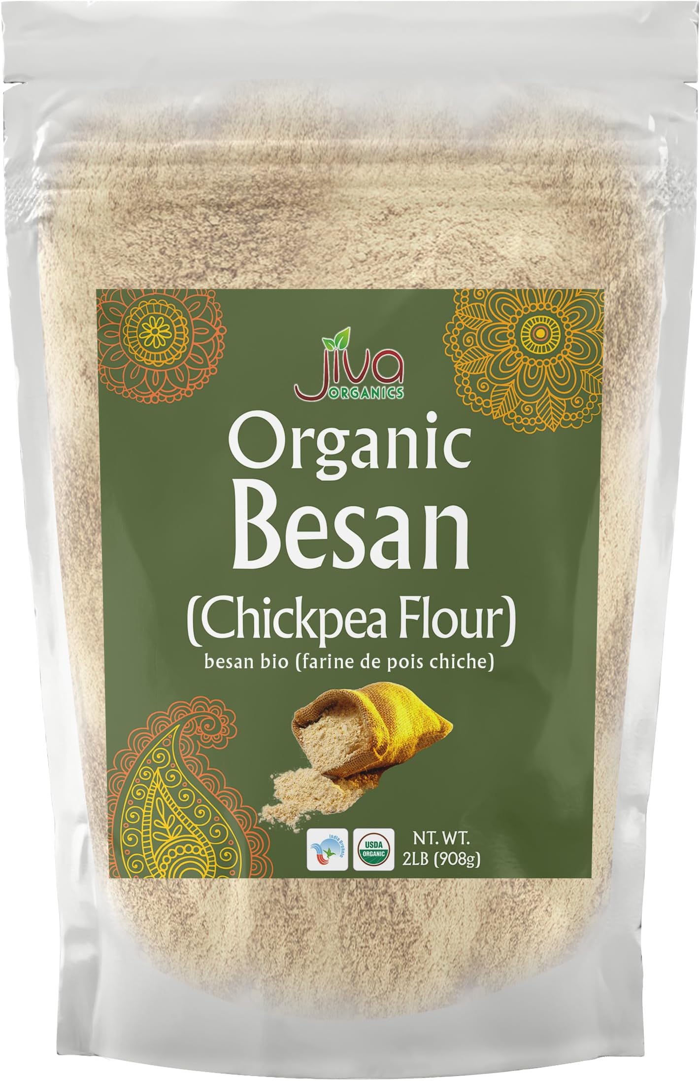 Organic Chickpea Flour, Besan 2 Pound - Non-GMO, Gram Flour Fine - Vacuum Packed