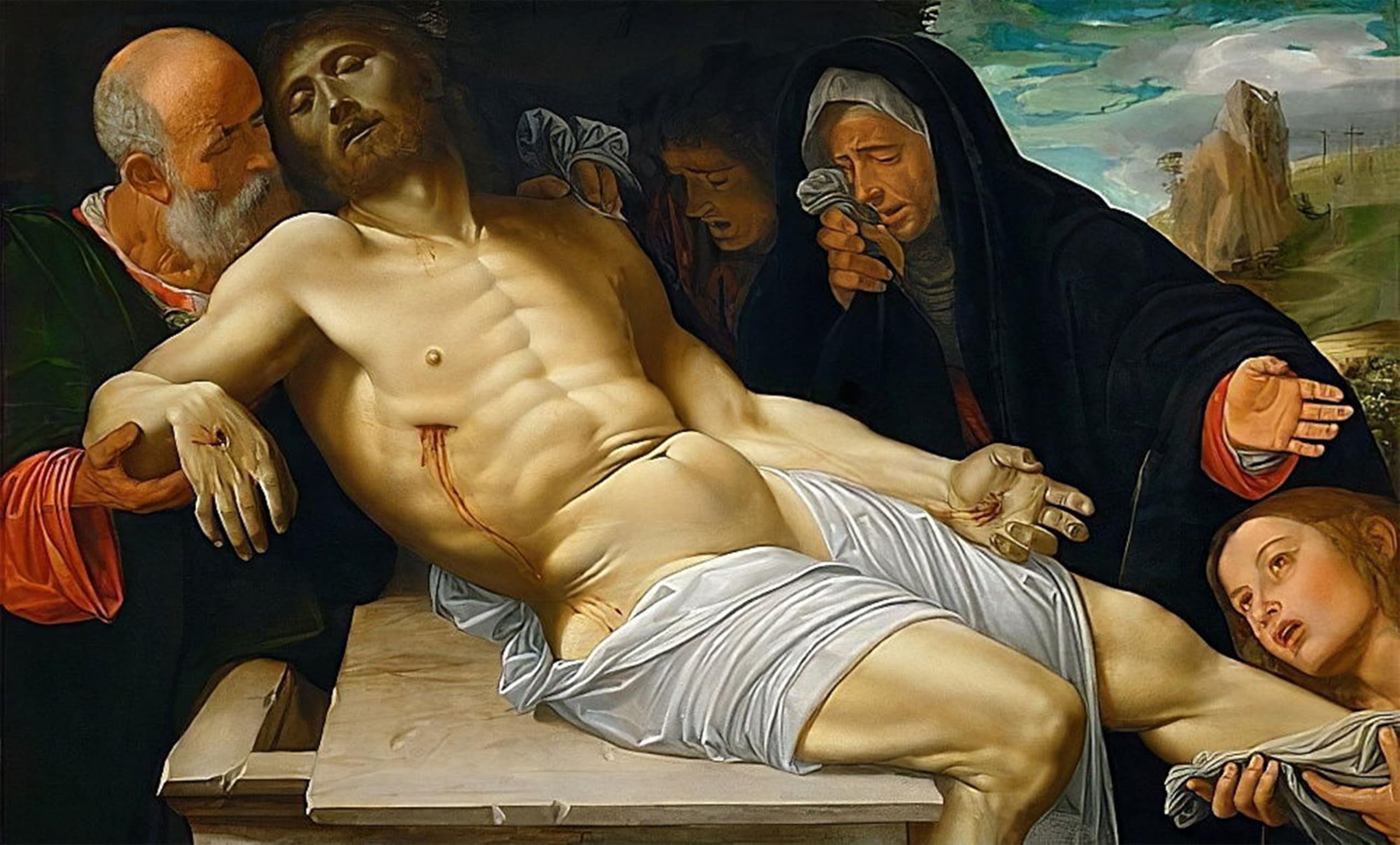 ARTXLXXBN Famous Print Painting Colorful Art Print the Lamentation of Christ by Girolamo Savoldo Canvas Art Decorations for Home Decor 60x90cm