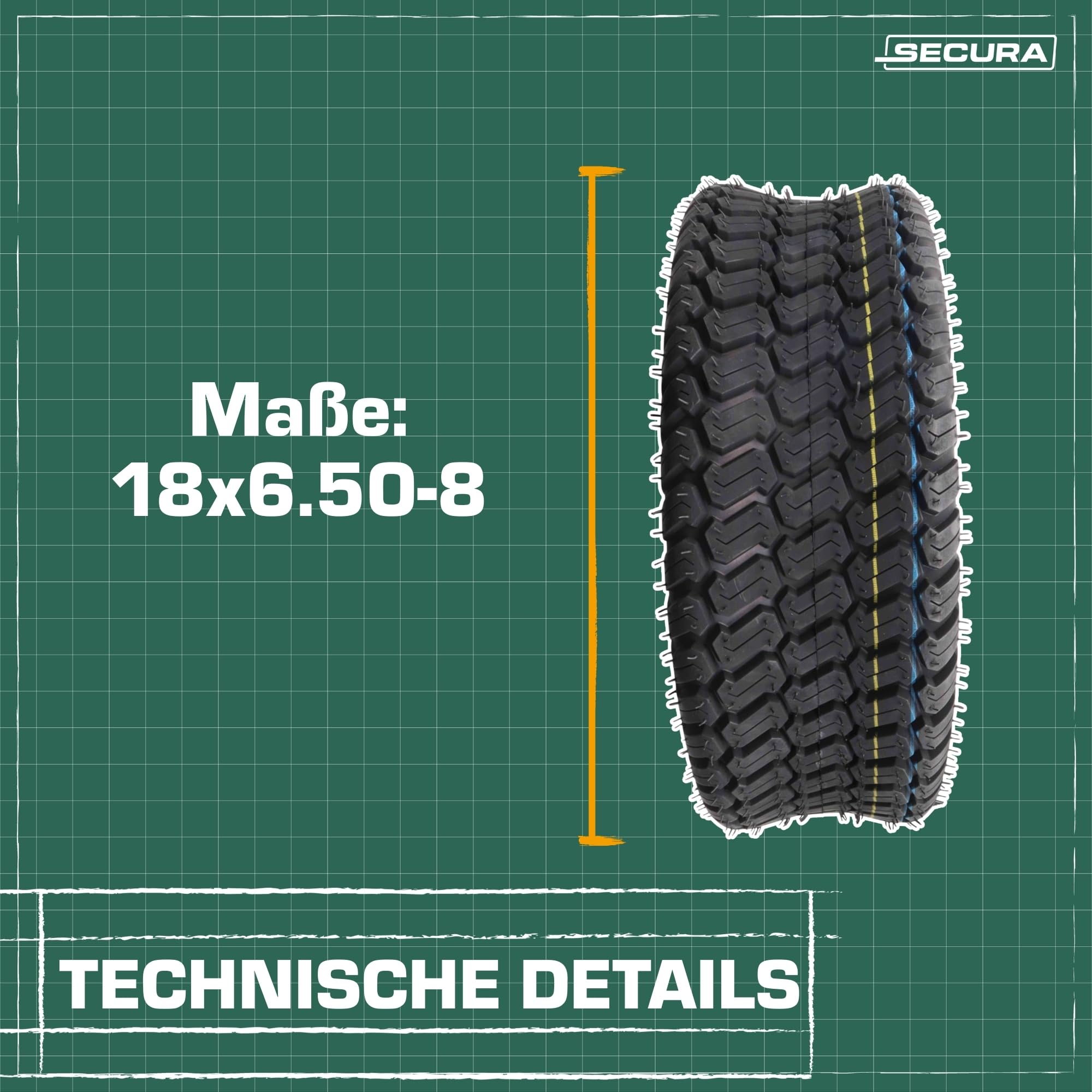 SECURA 1x Reifen 18x6.50-8 | tubeless