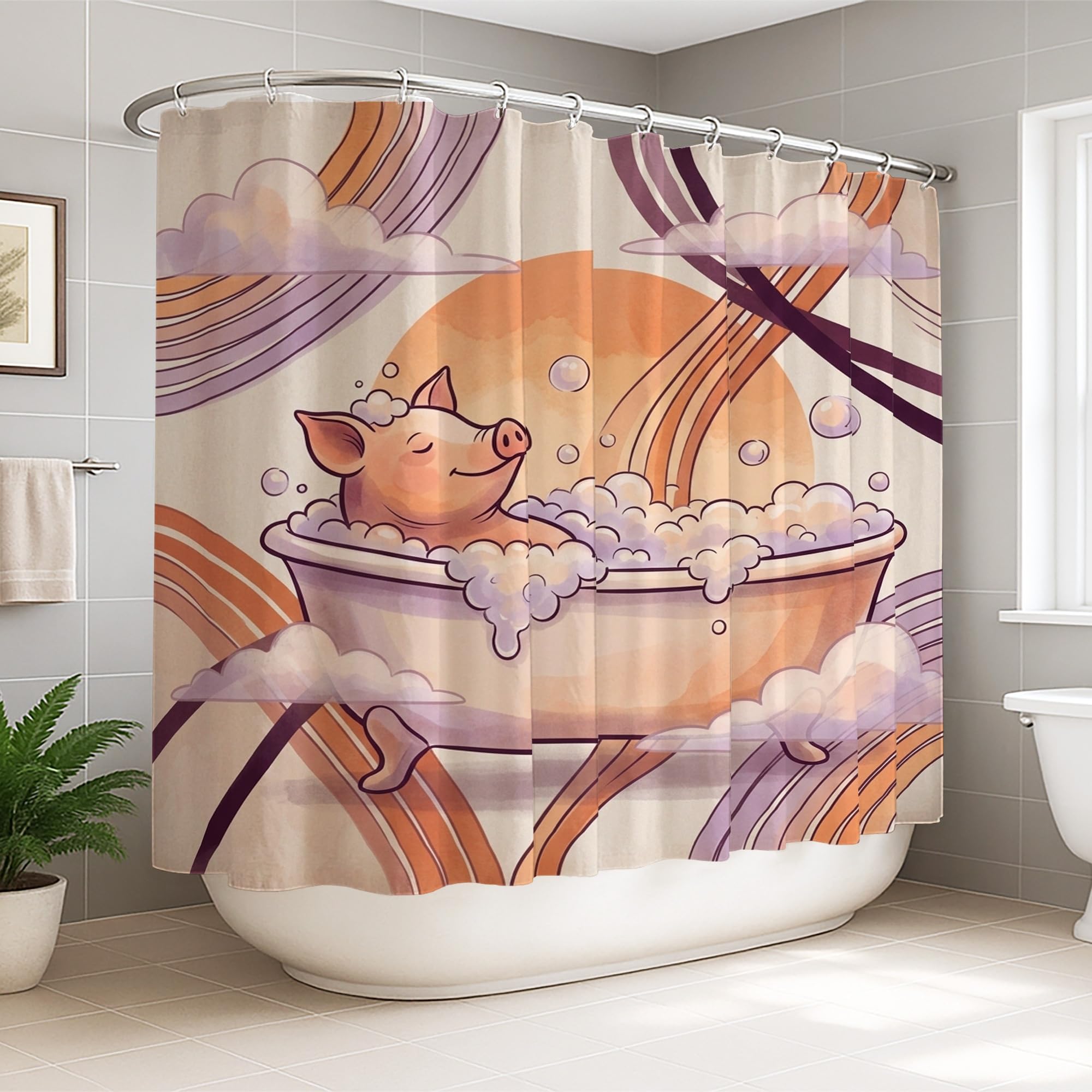 Rideau de douche anti-éclaboussures extra large pour grande baignoire