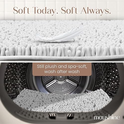 Miniatura 33 de Tapete de baño extra largo de felpilla suave, tapete de microfibra absorbente, lavable a máquina y antideslizante para puerta, baño, habitación