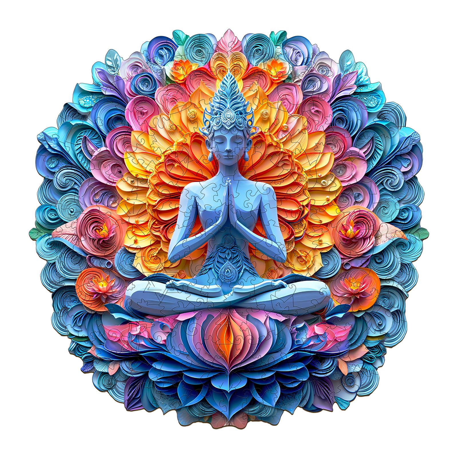Puzzles en bois pour adultes – Puzzle en bois mandala de yoga – Puzzle unique en forme d'animal en bois découpé – Décoration écologique pour la maison et le bureau (M-29 x 30 cm)