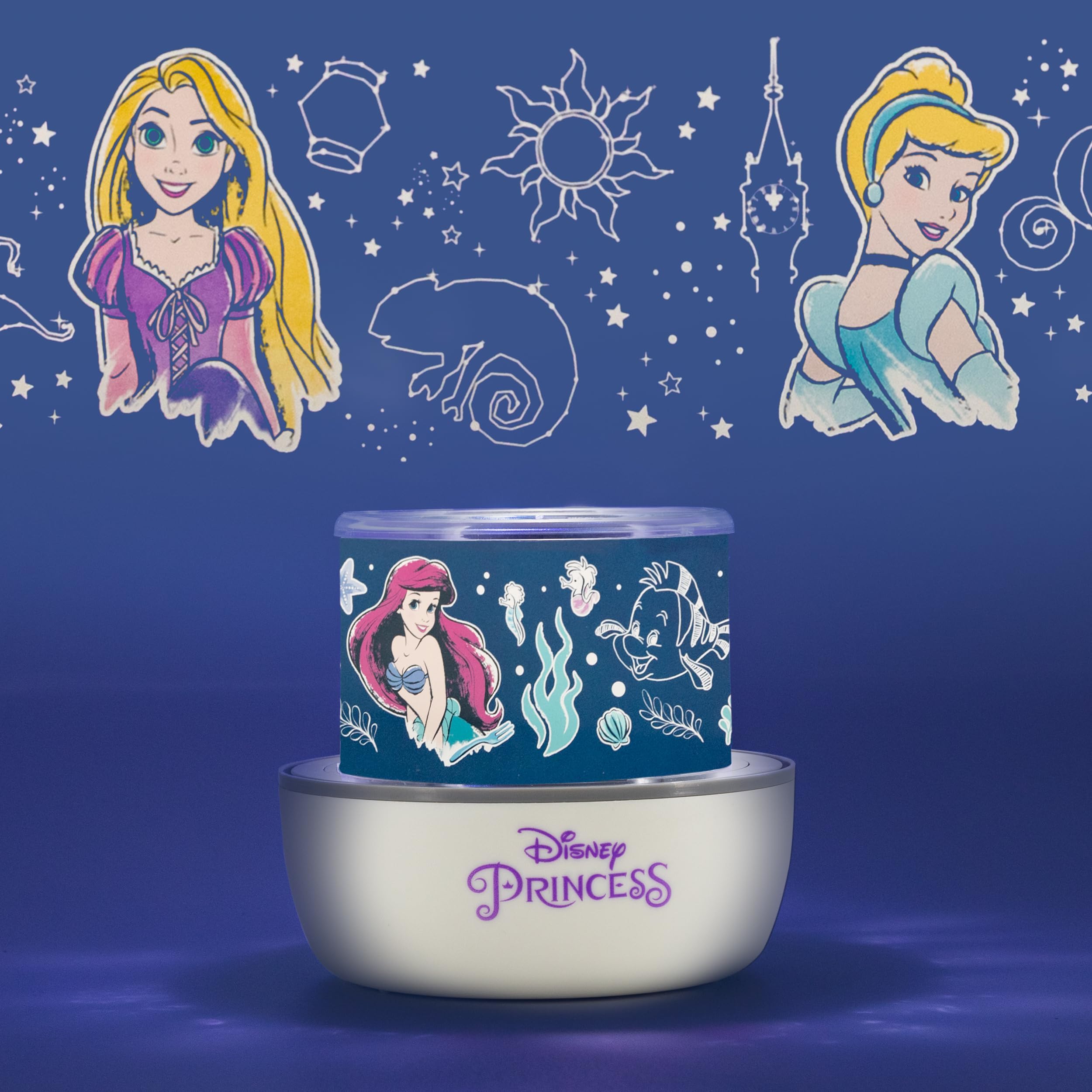 Disney Princess Projection Light, Projektuj gwiaździsty świat lub fantazję oceaniczną z księżniczkami Disneya na suficie i czarnych ścianach