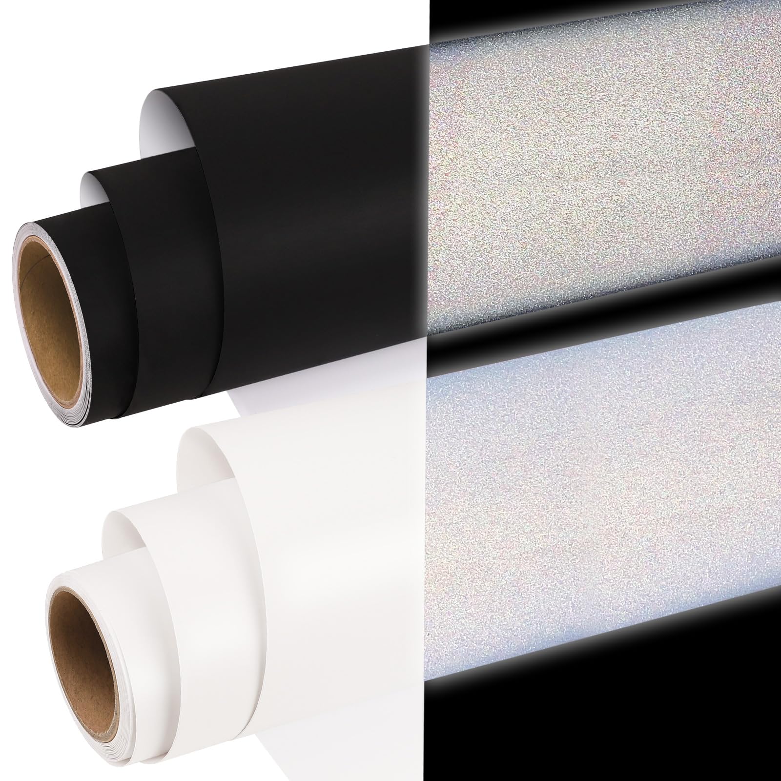 WRAPXPERT Reflective Vinyl for Cricut, 2 Rolls Reflective Vinyl Permanent - 2 Colors Vinyl (Black,White) Reflective Vinyl for Mailbox Numbers, Cars, Trucks, Motorcycles, Bikes, Helmets