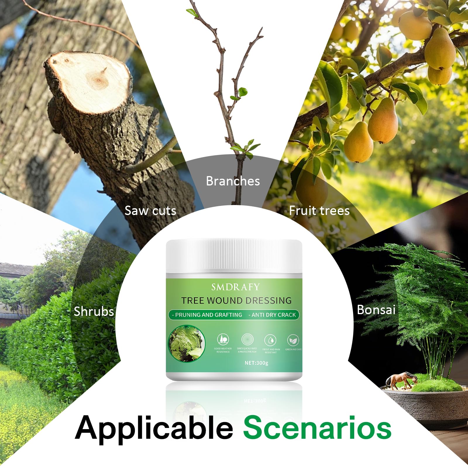 Pasta Cicatrizante para Injertos, Pasta Cicatrizante Plantas, Cicatrizante Arboles, Aplicable a plantas, árboles y Arbustos para Reducir la Escorrentía de Agua y Formar una Película Protectora,300G