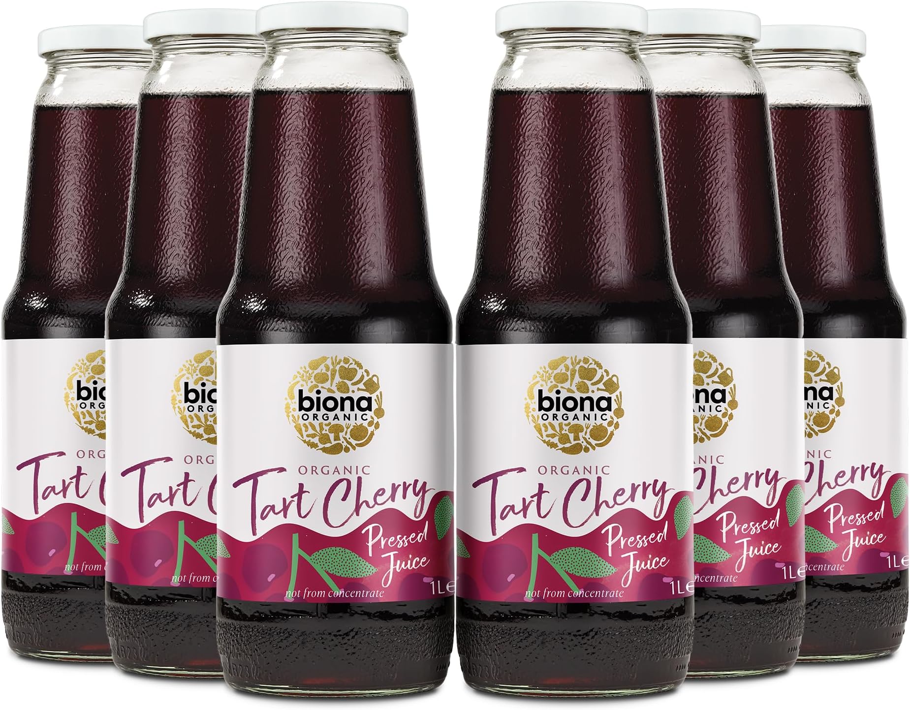 Organic Tart Cherry Juice Multipack 6x1L - Not from Concentrate - Pressed Fruit Juice - Freshly Harvested by Organic Farmers - Source of Vitamins and Antioxidants