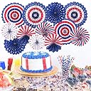 4th of July Patriotic Decorations - 12Pcs Hanging Paper Fan for USA Patriotic Decorations Independence Day Memorial Day American Theme Party Veterans Birthday Decor Supplies gallery image