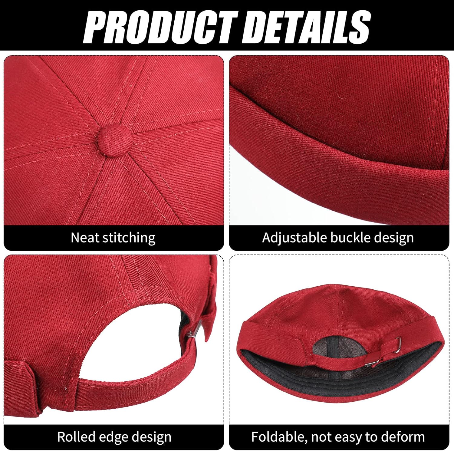 Vabean 12 Pieces Brimless Hat Docker Cap Adjustable Skull Caps for Men Women Rolled Cuff Brimless Beanie Hat, Assorted Color - Image 3