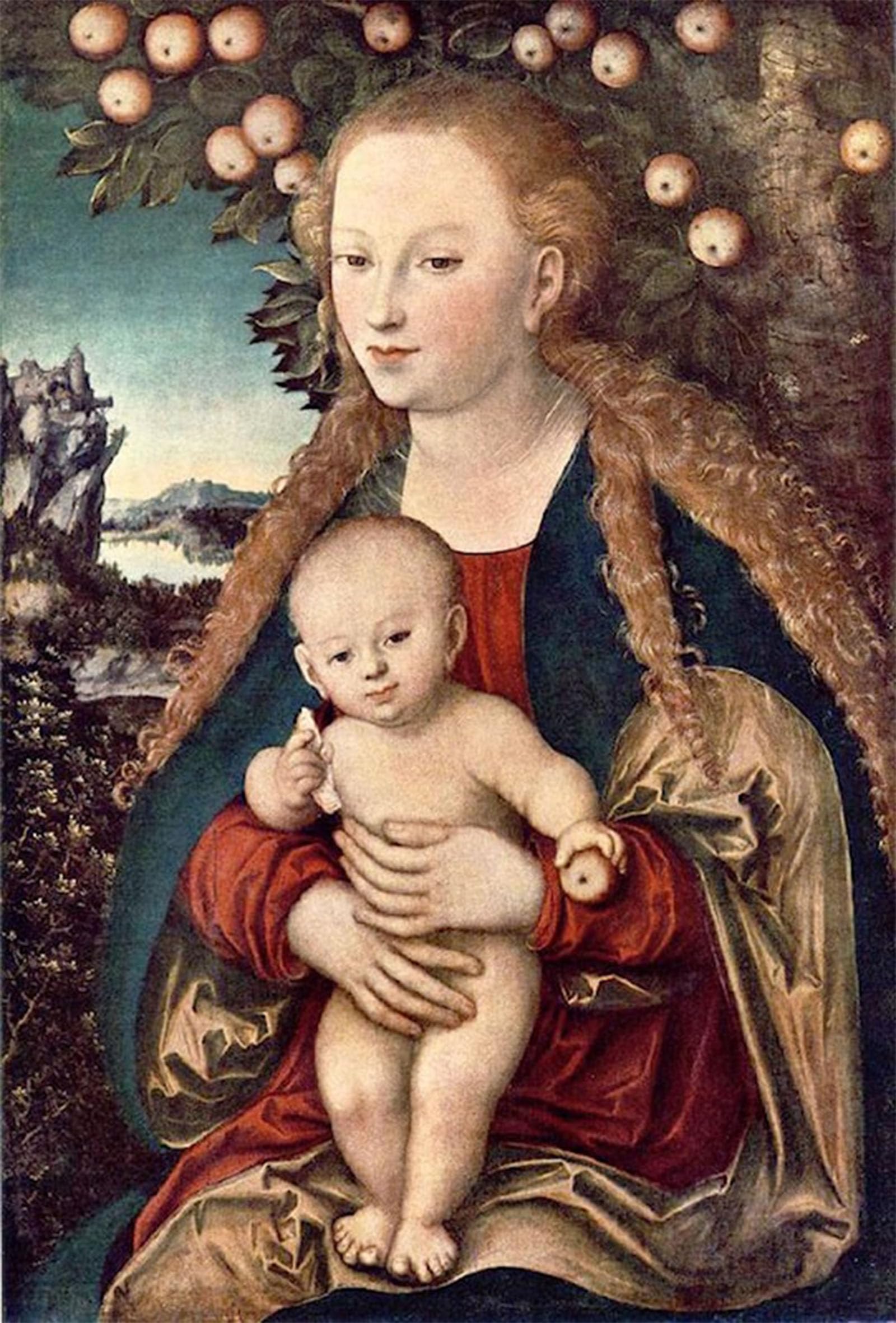 SERENDIPITP Vintage Wall Art Canvas Nordic Poster Canvas Print Picture Virgin and Child by Lucas Cranach the Elder Wall Art Poster for Home Decor 60x90cm