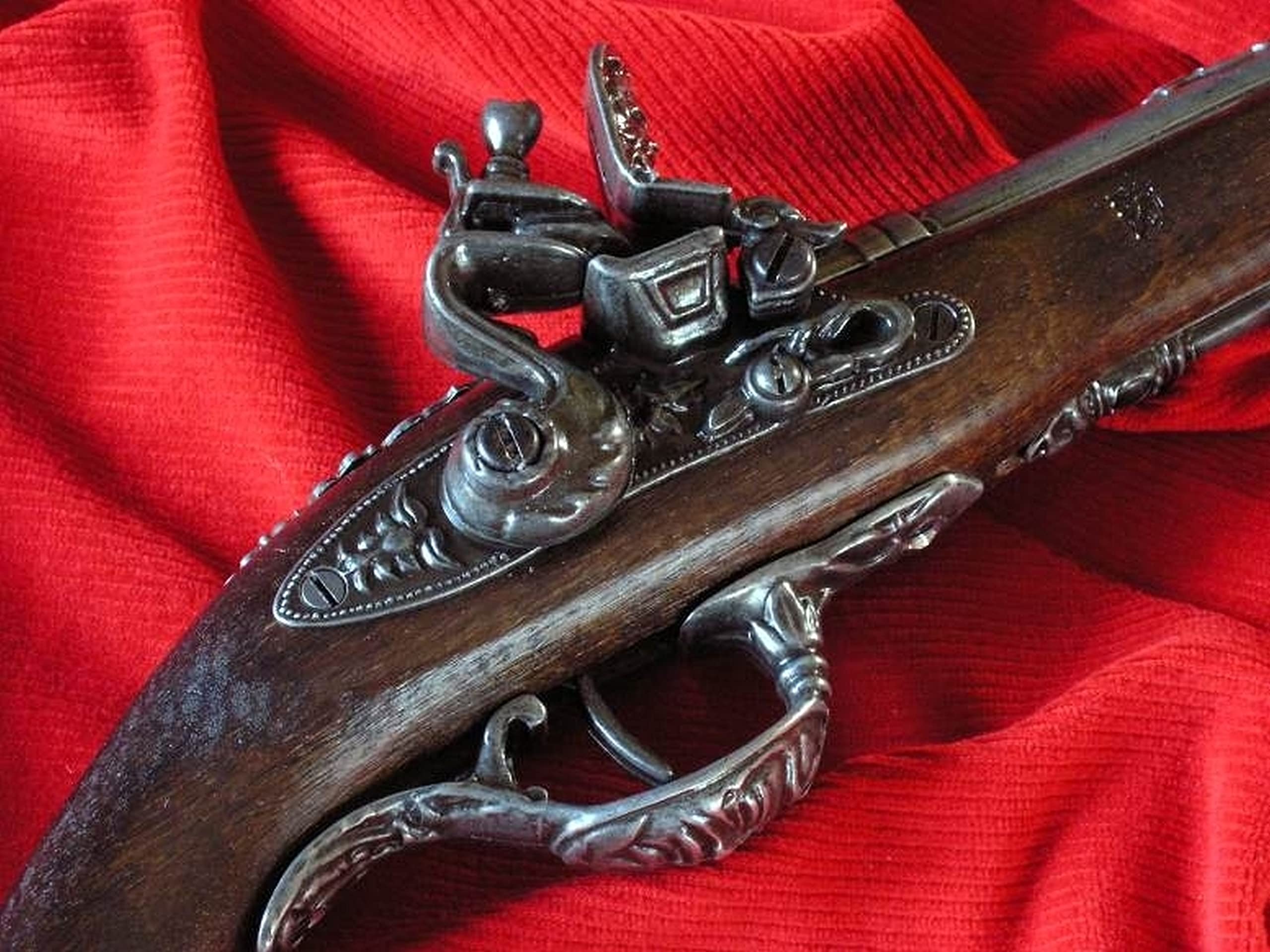 ITALIENISCH Steinschloss-Pistole Holz und Metall AG301.01 Replik Dekowaffe Pistole LARP Reenactment historische Dekoration für einen Sammler oder für EIN Geschenk schießt Nicht.