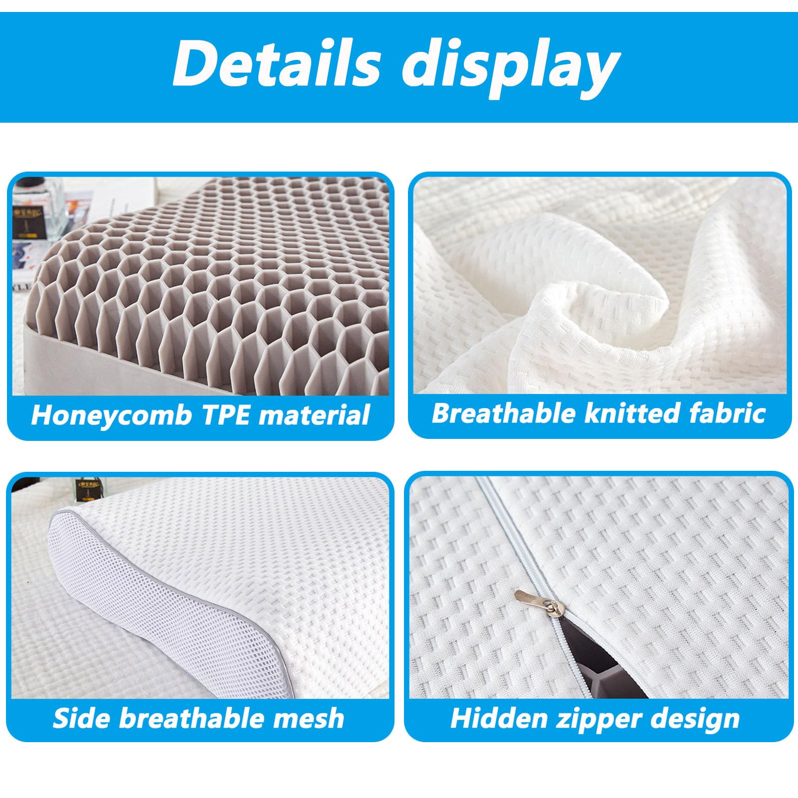 Almohada cervical para el cuello, soporte ergonómico para aliviar el dolor, capa de aire transpirable TPE, diseño hipoalergénico