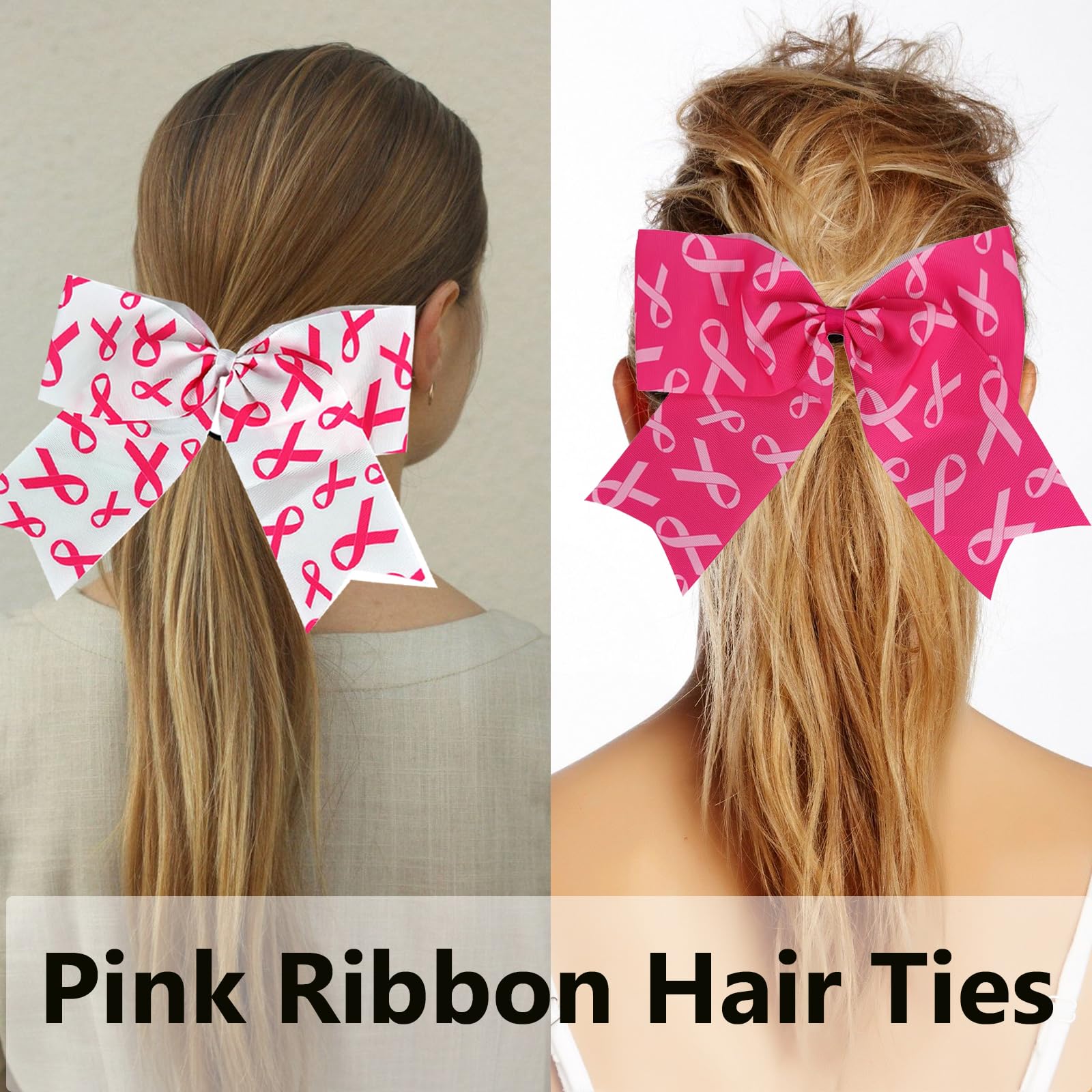 Lazos de cinta rosa para el cabello, lazos para el cabello para concienciación sobre el cáncer de mama, coleteros rosados, lazos de animación para niñas y mujeres, accesorios para el cabello, 2