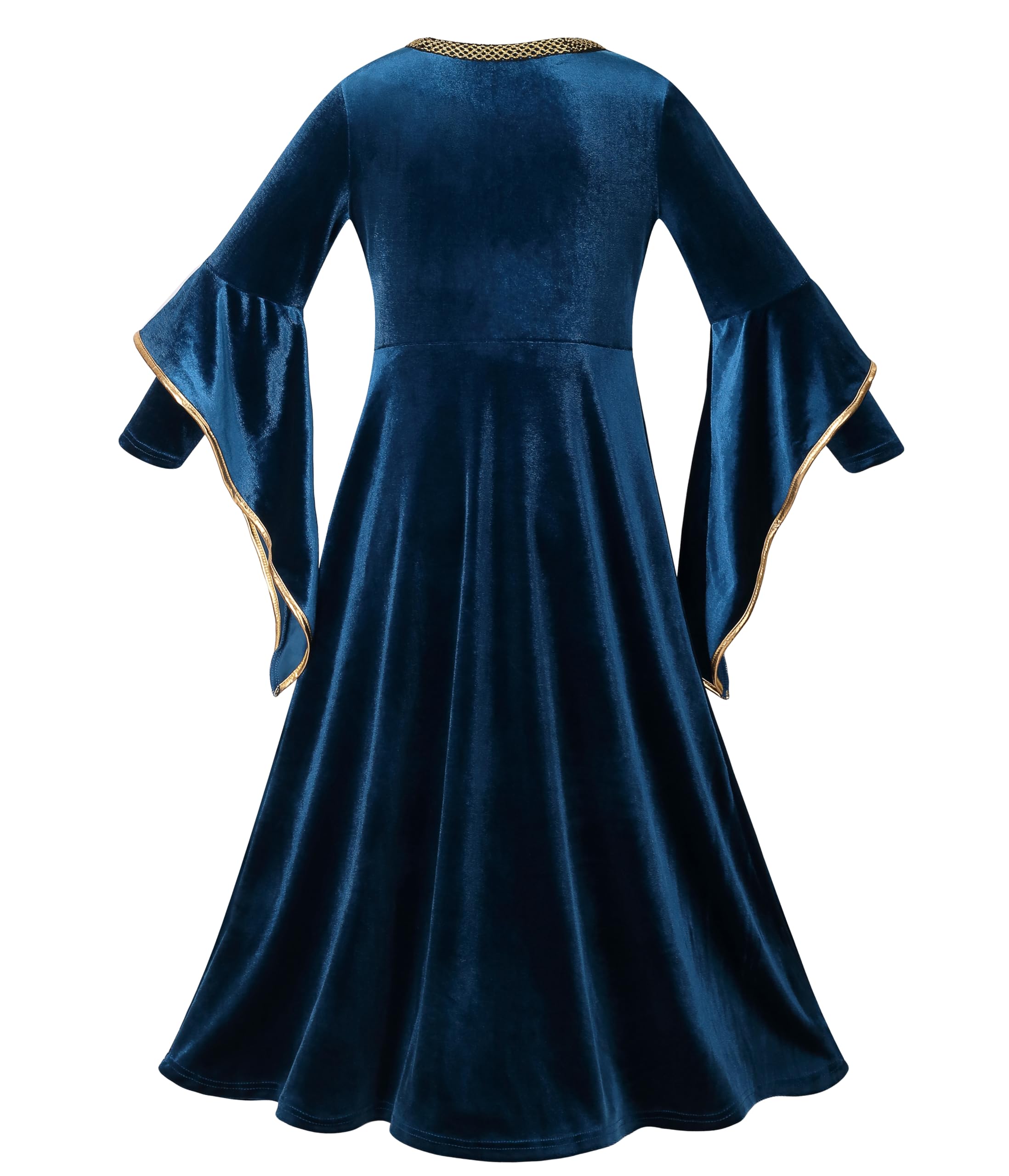 DELIVESS Girls Medieval Dress Renaissance Princess for Kids Halloween Outfit Costume 2 PCS (Dark Blue, S) - Image 3
