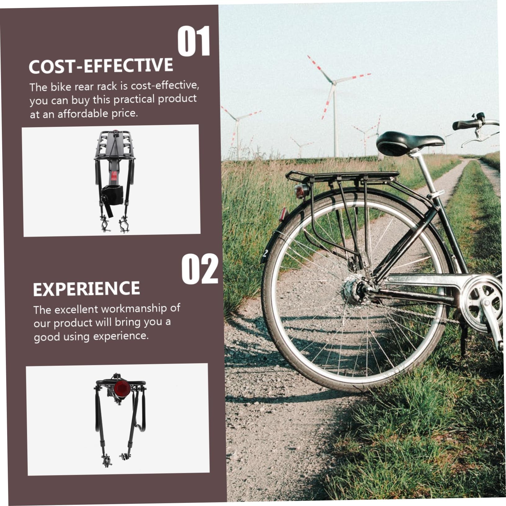 Portapacchi Bici Posteriore in Lega di Alluminio Nero | Smontabile e Compatto, per Bici e Pieghevoli, Trasporto Leggero per Oggetti e Uso in Ciclismo