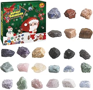 Christmas Advent Calendar 2023, Advent Calendar 2023 Countdown Calendar Crystals, Crystals Advent Calendar 2023, 24 Days Natural Crystal Christmas Countdown Calendar for Boys Girls (B)