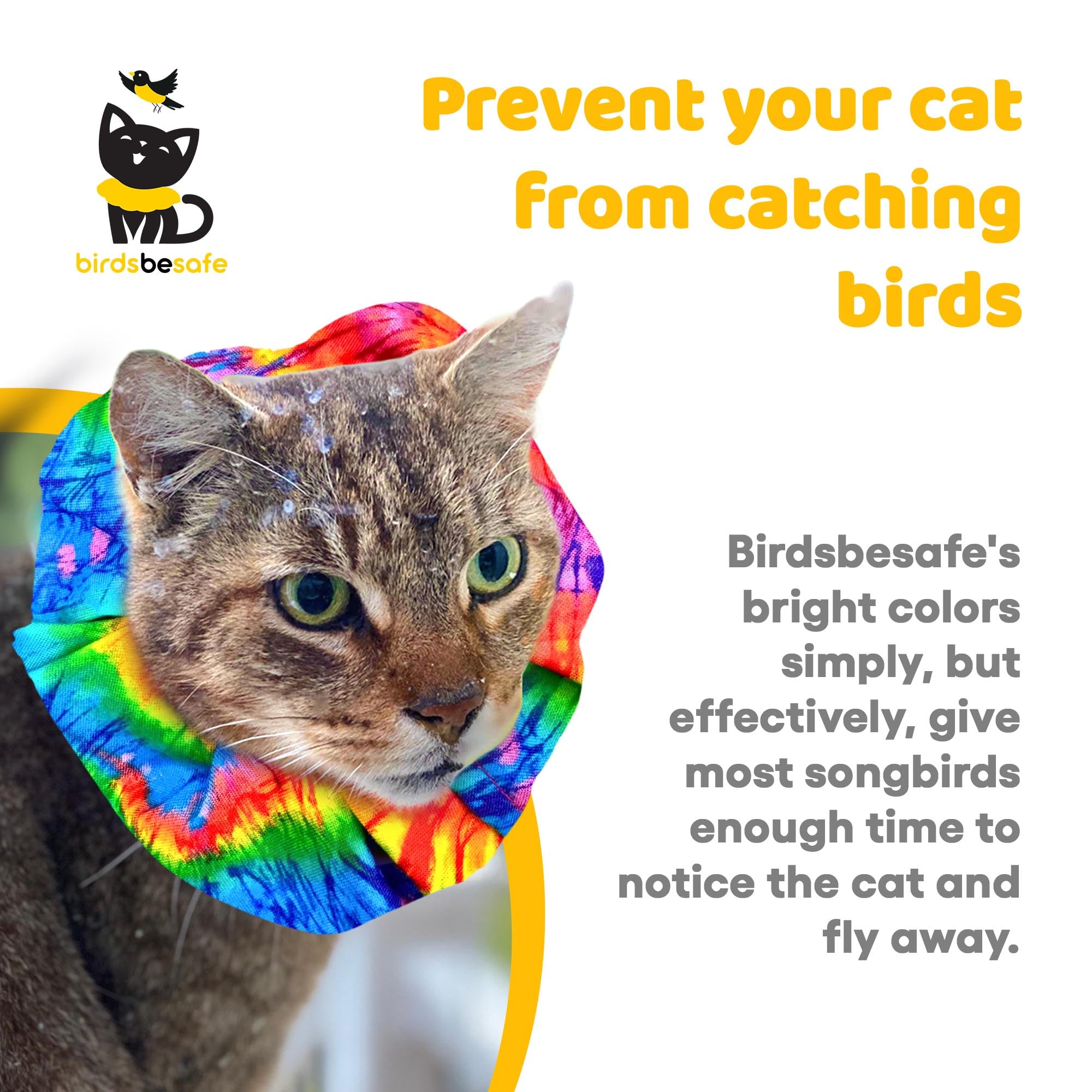 Birdsbesafe® Funda para collar de gato para pájaros, collar de gato con advertencia de pájaros, científicamente probado para ayudar a evitar que tu gato atrape pájaros, 2 fundas para collar de gato y
