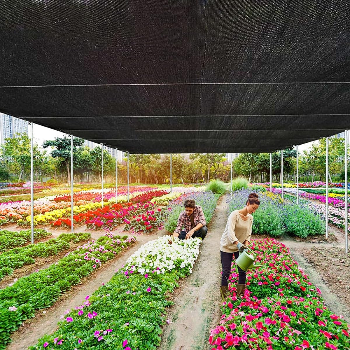 Rete ombreggiante impermeabile, 4 x 10 m, nera, 70% tessuto ombreggiante da giardino, con occhielli, perfetta per piante, balcone, patio, stagno, pollaio, protezione
