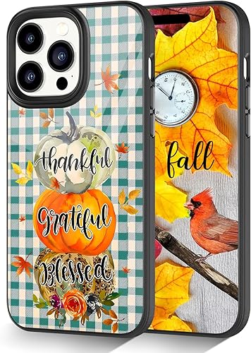 Thankful Grateful Blessed Fall Pumpkins Thanksgiving Plaid Funda para iPhone 15, 14, 13, 12, 11 Pro Max, Mini, Samsung Galaxy S23 S22 S21 S20 FE disponible en Yaxa Peru